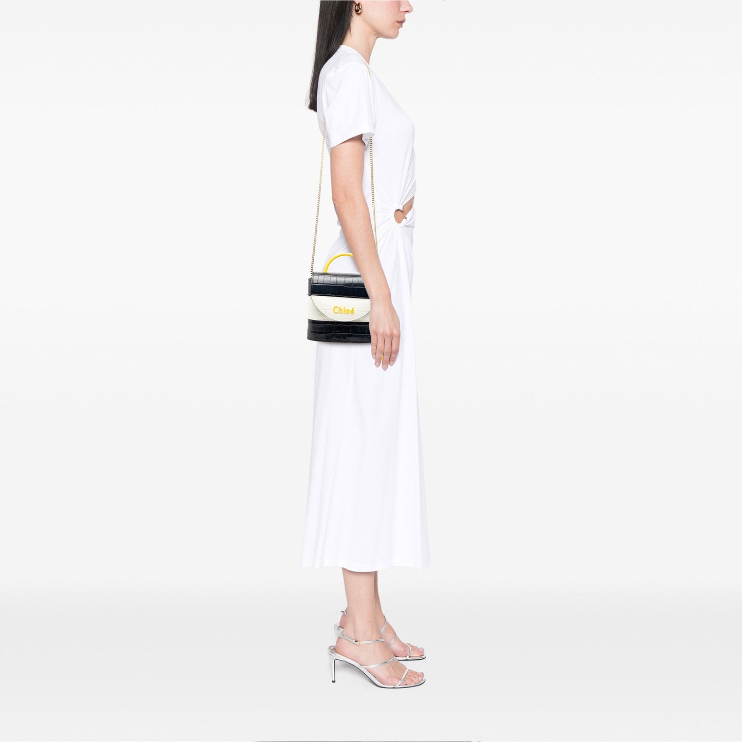 Chloé Tricolor Croc Embossed Leather Aby Lock Satchel