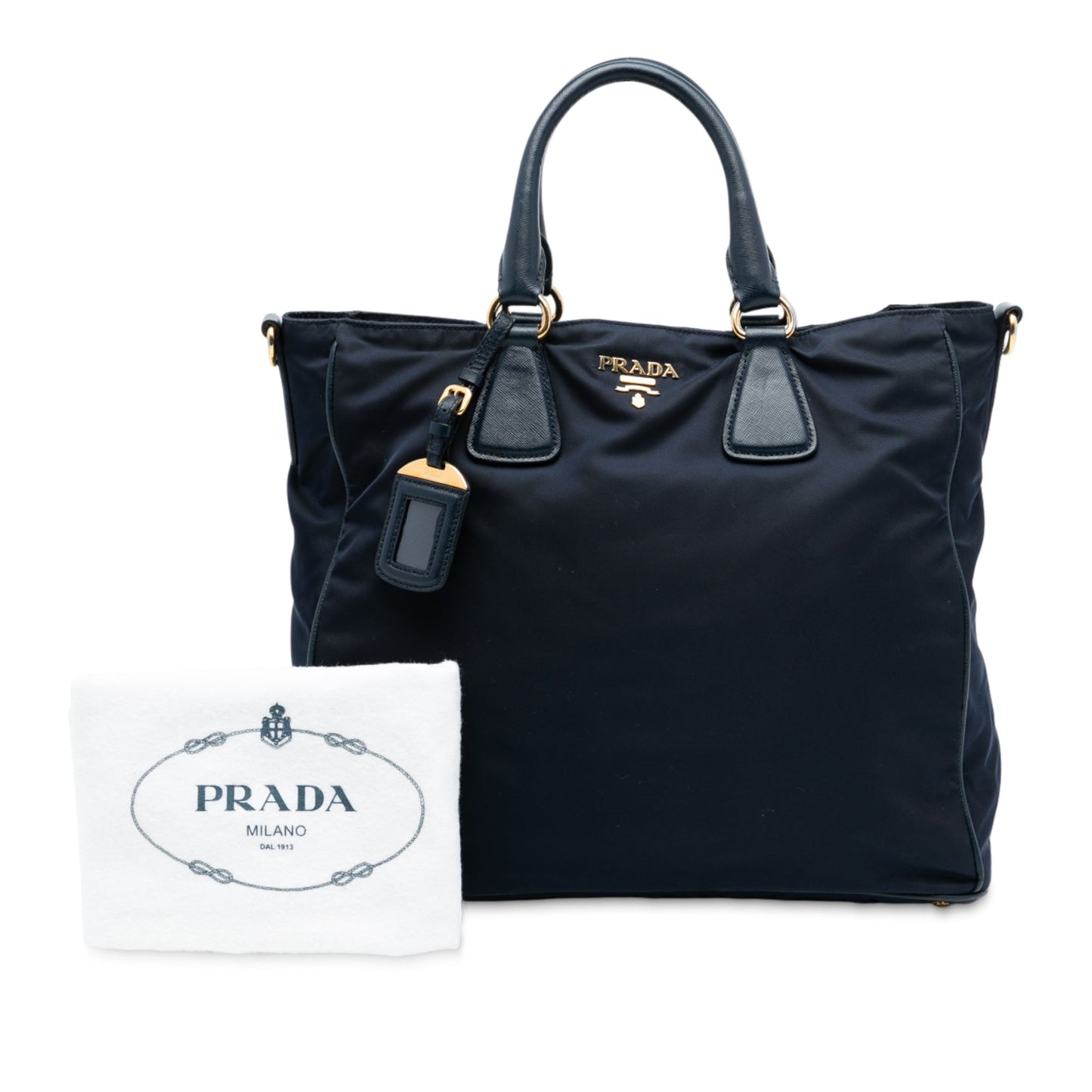Prada Saffiano Trimmed Tessuto Satchel