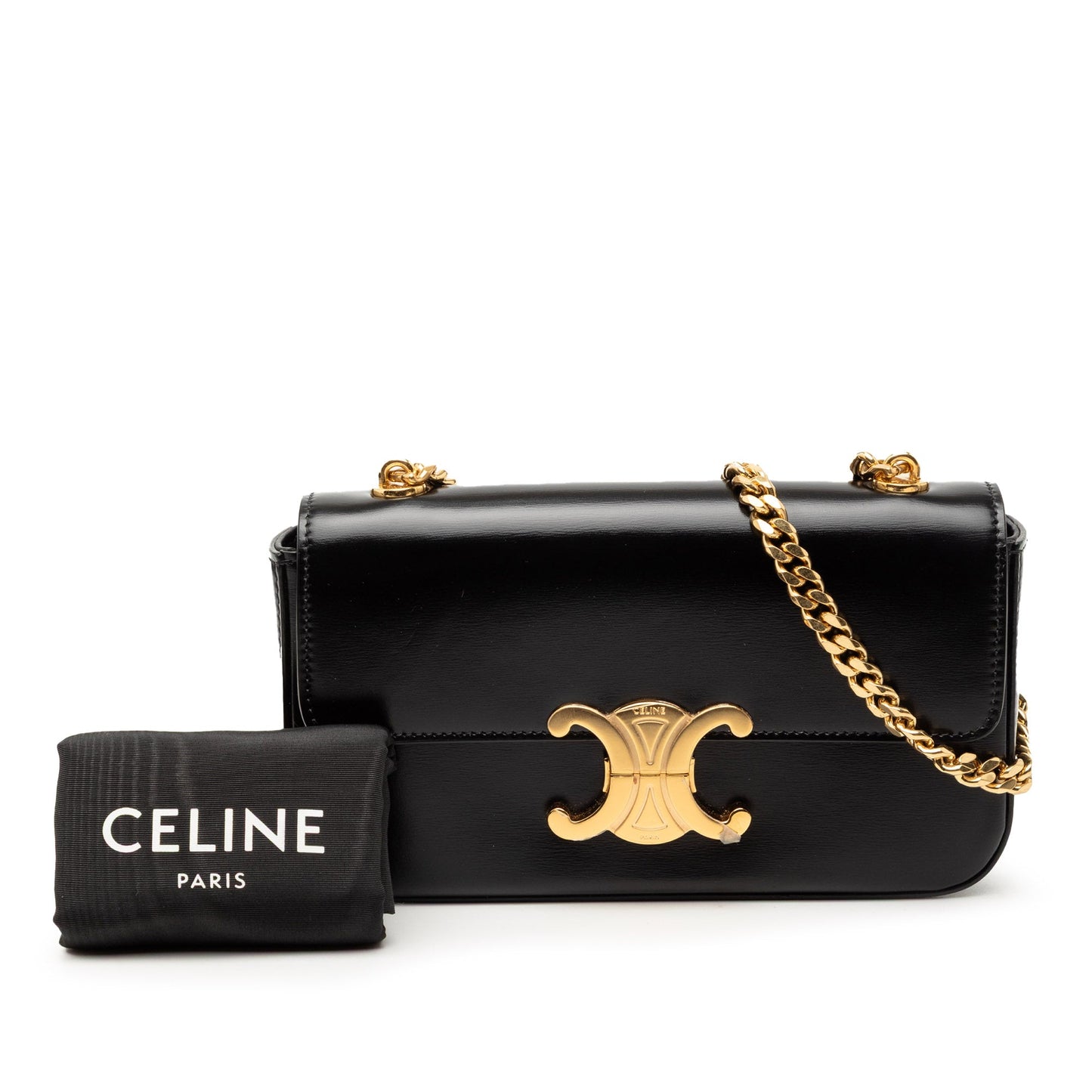 Celine Shiny Calfskin Claude Chain Shoulder Bag