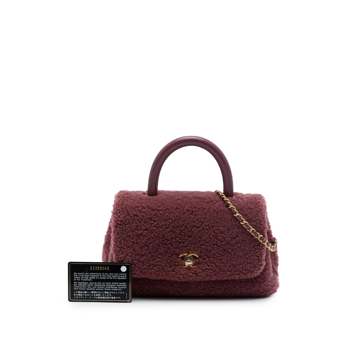 Chanel Small Shearling Coco Top Handle Bag — Red