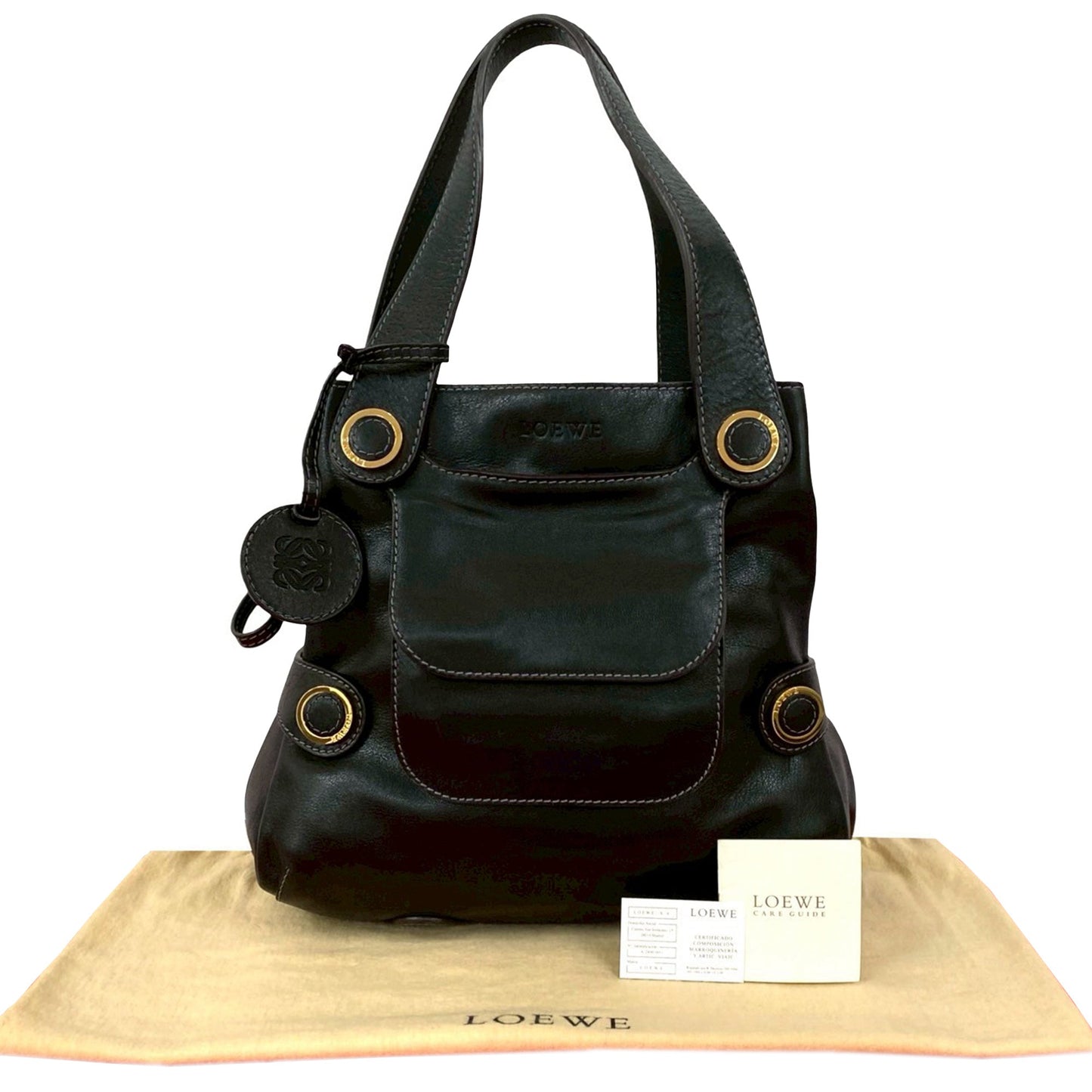 LOEWE Leather Anagram Drawstring Shoulder Bag