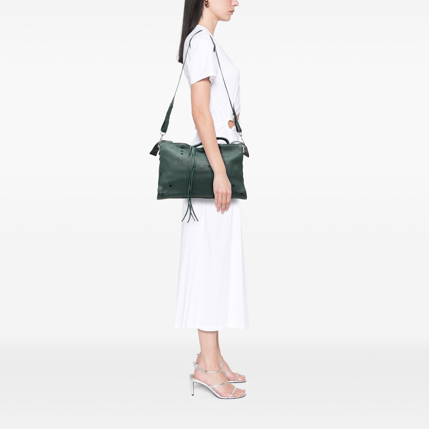 Balenciaga Calfskin Motocross Blackout City Satchel