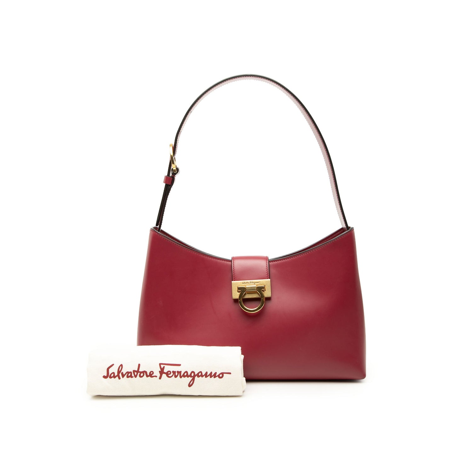Ferragamo Leather Gancini Trifolio Shoulder Bag