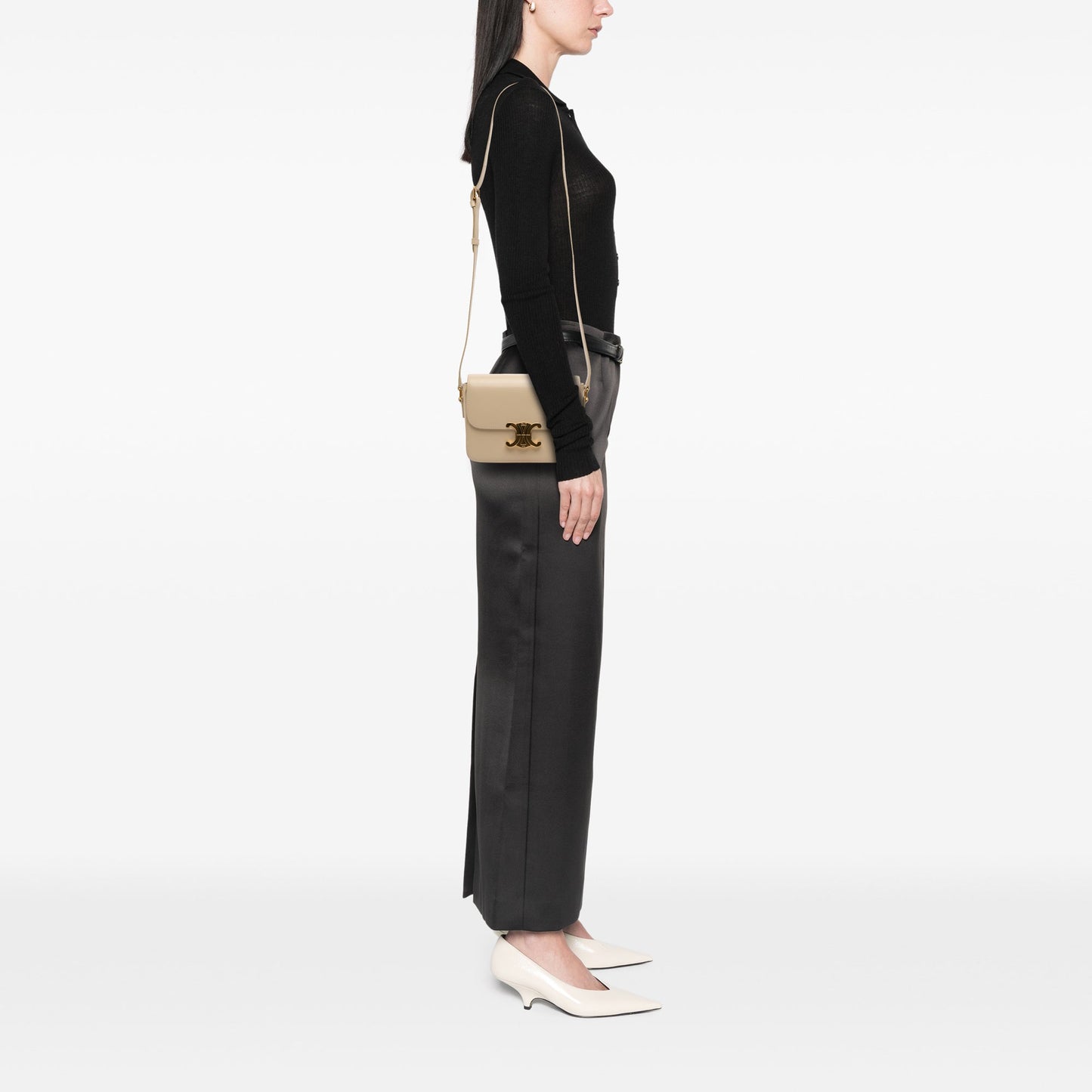 Celine Teen Shiny Calfskin Triomphe Crossbody