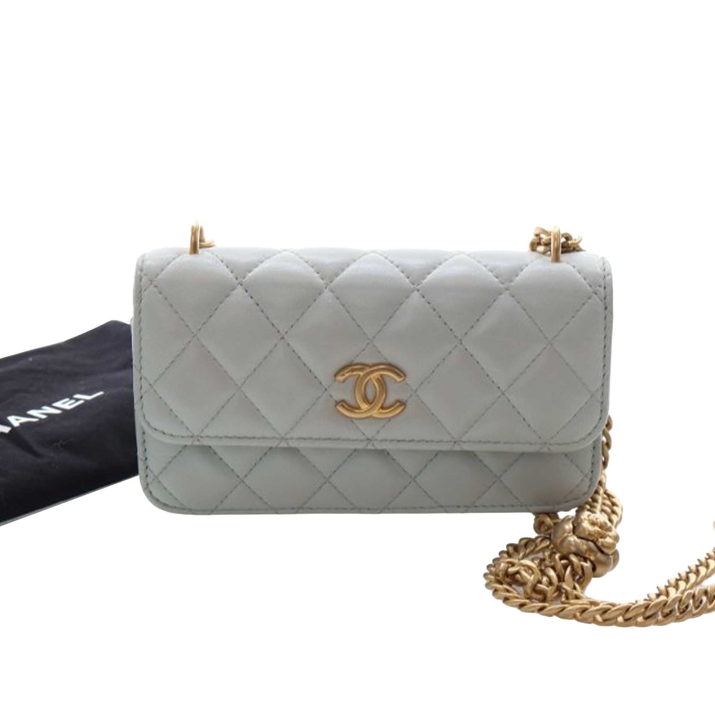 Chanel Mini CC Lambskin Camellia Crush Clutch With Chain