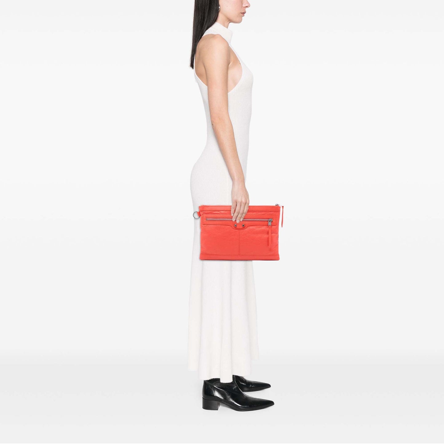 Balenciaga Lambskin Motocross Classic Clip M Clutch