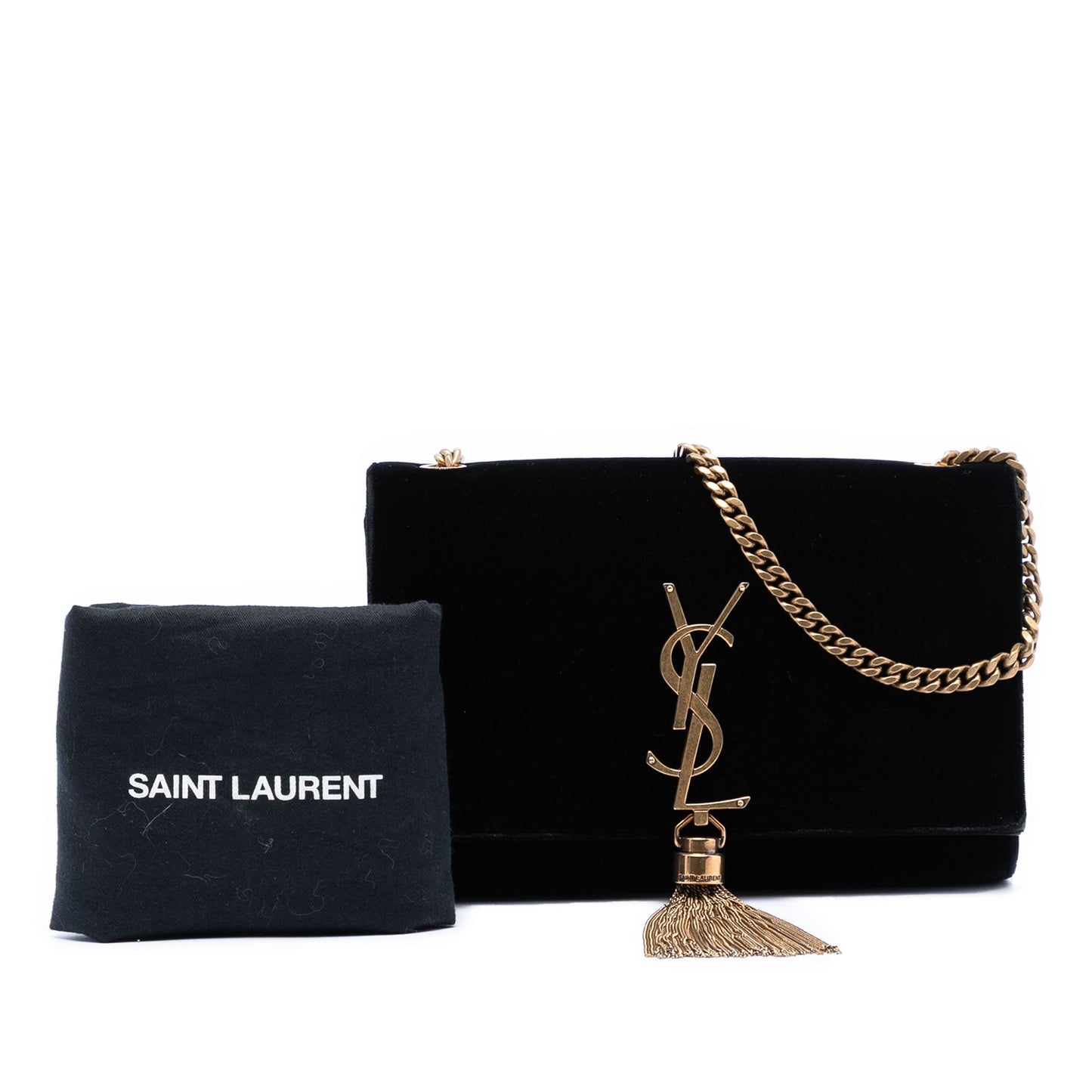Saint Laurent Small Suede Monogram Kate Tassel Crossbody