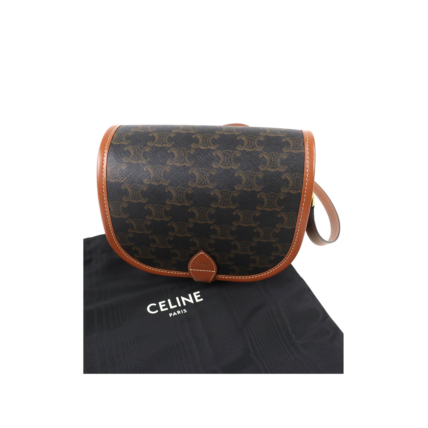 Celine Medium Triomphe Coated Canvas Folco Crossbody