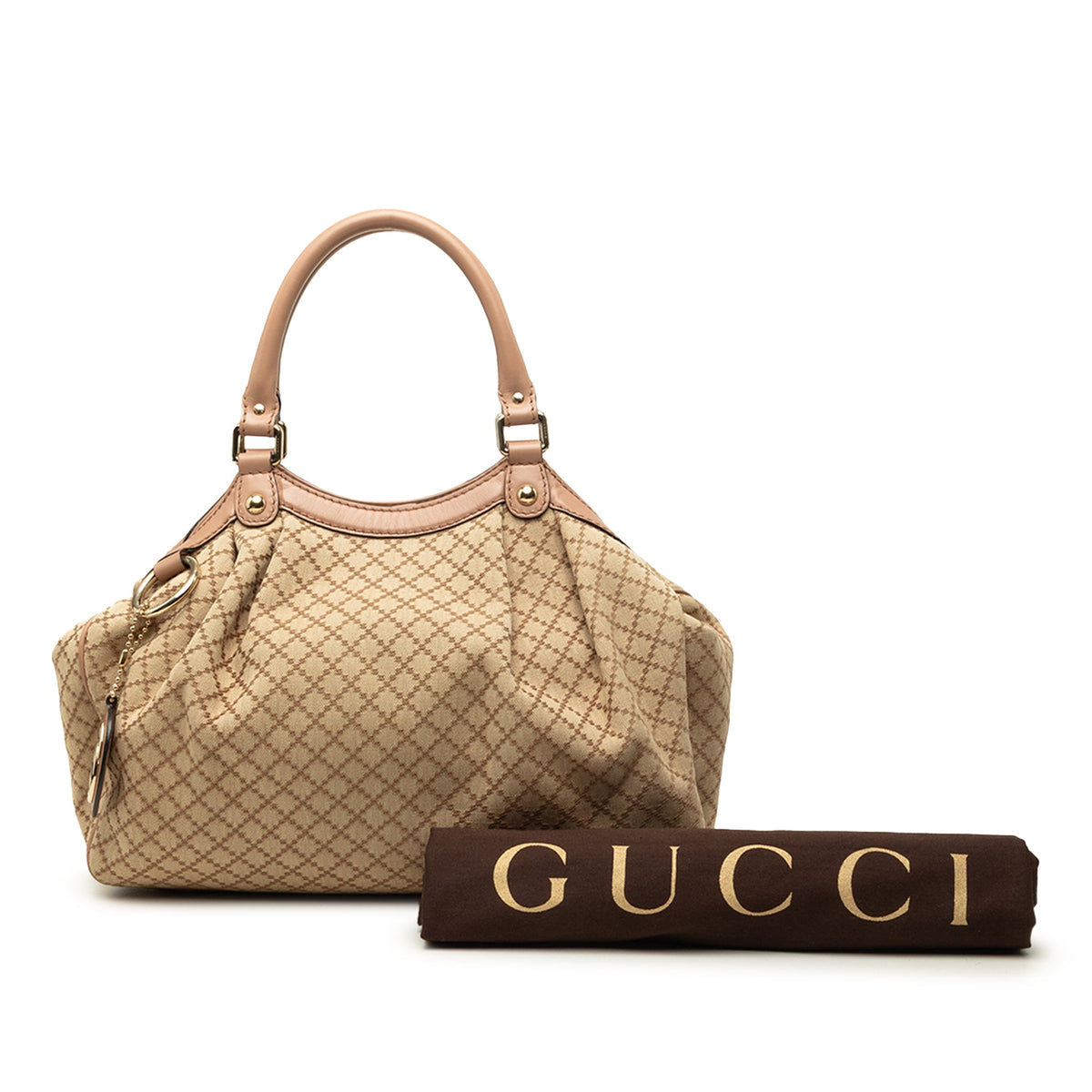 Gucci Medium Diamante Canvas Sukey Tote — Beige