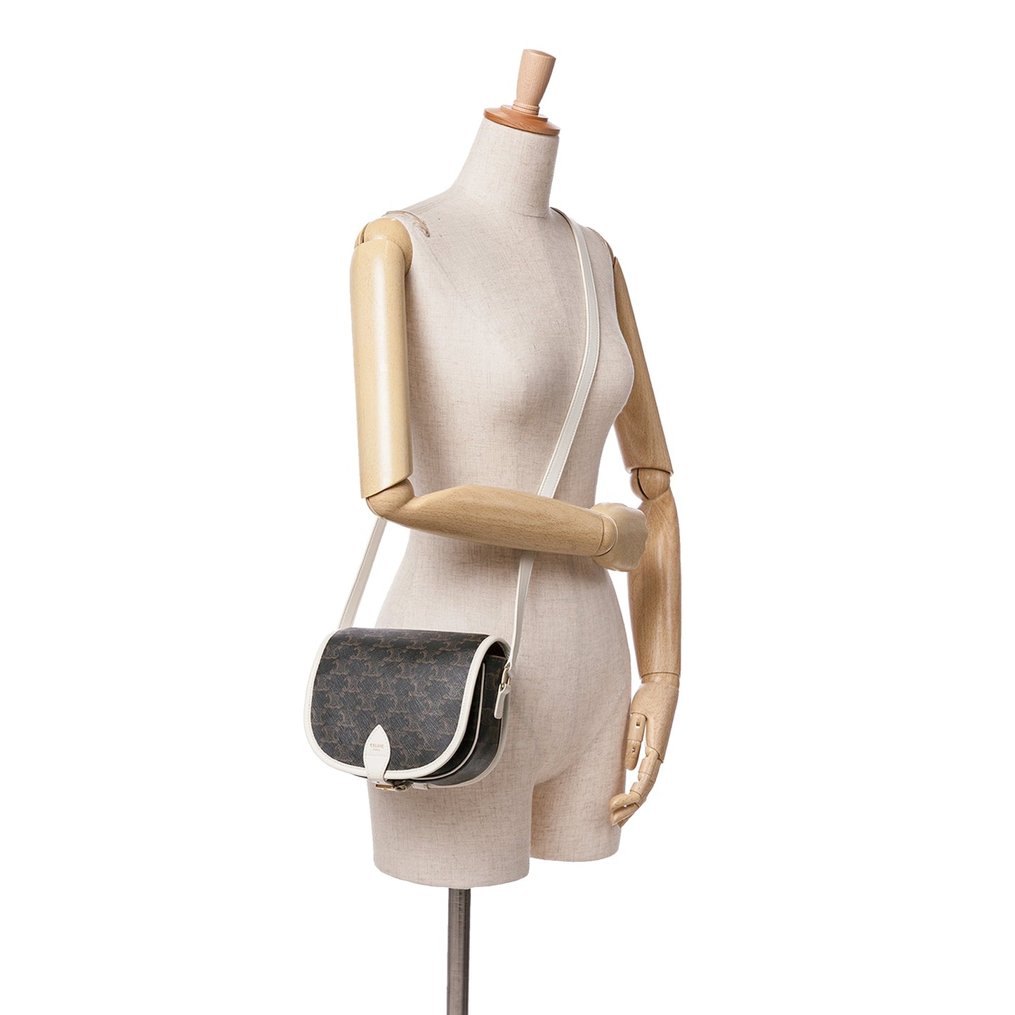 Celine Medium Triomphe Coated Canvas Folco Crossbody