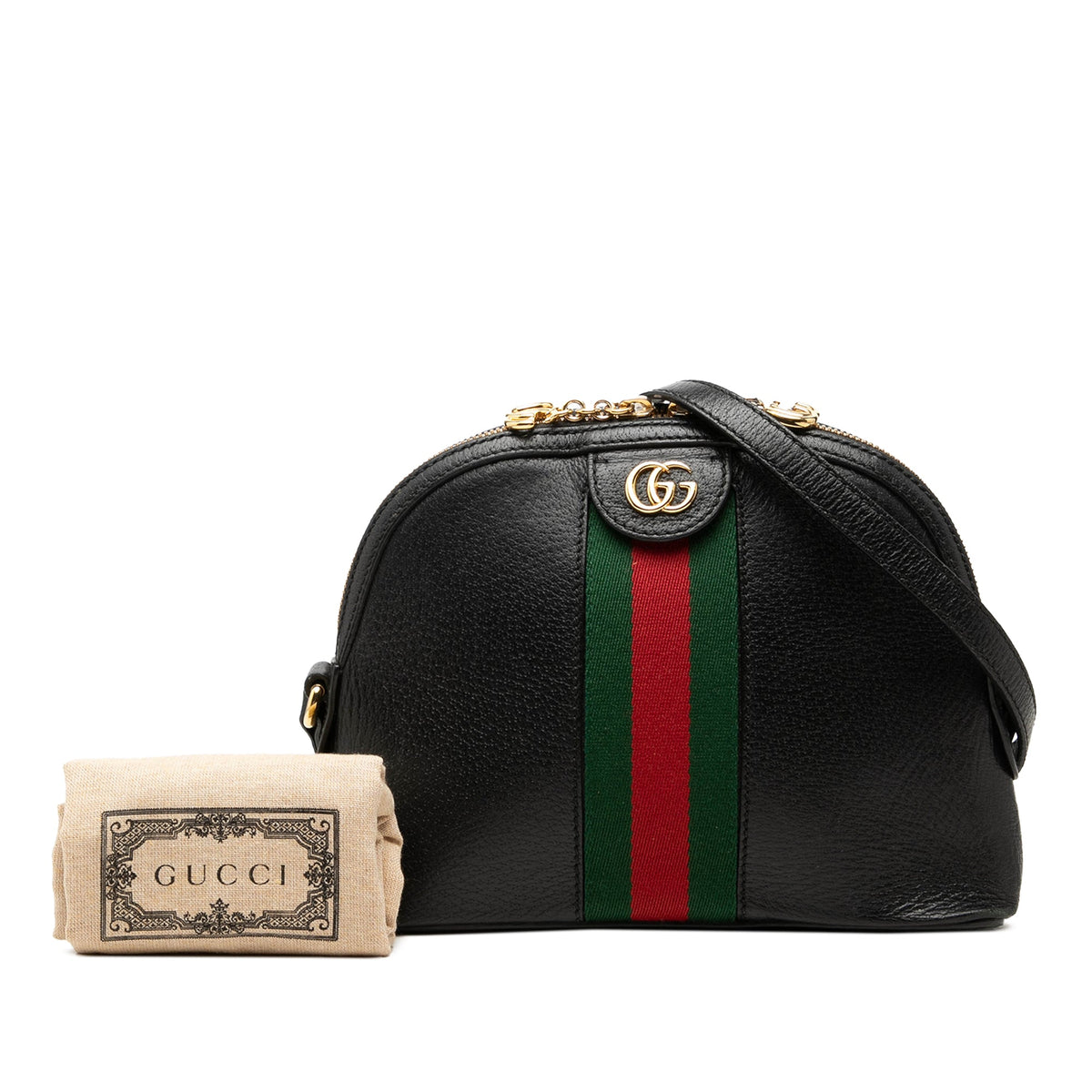 Gucci Small Calfskin Web Ophidia Dome Crossbody — Black