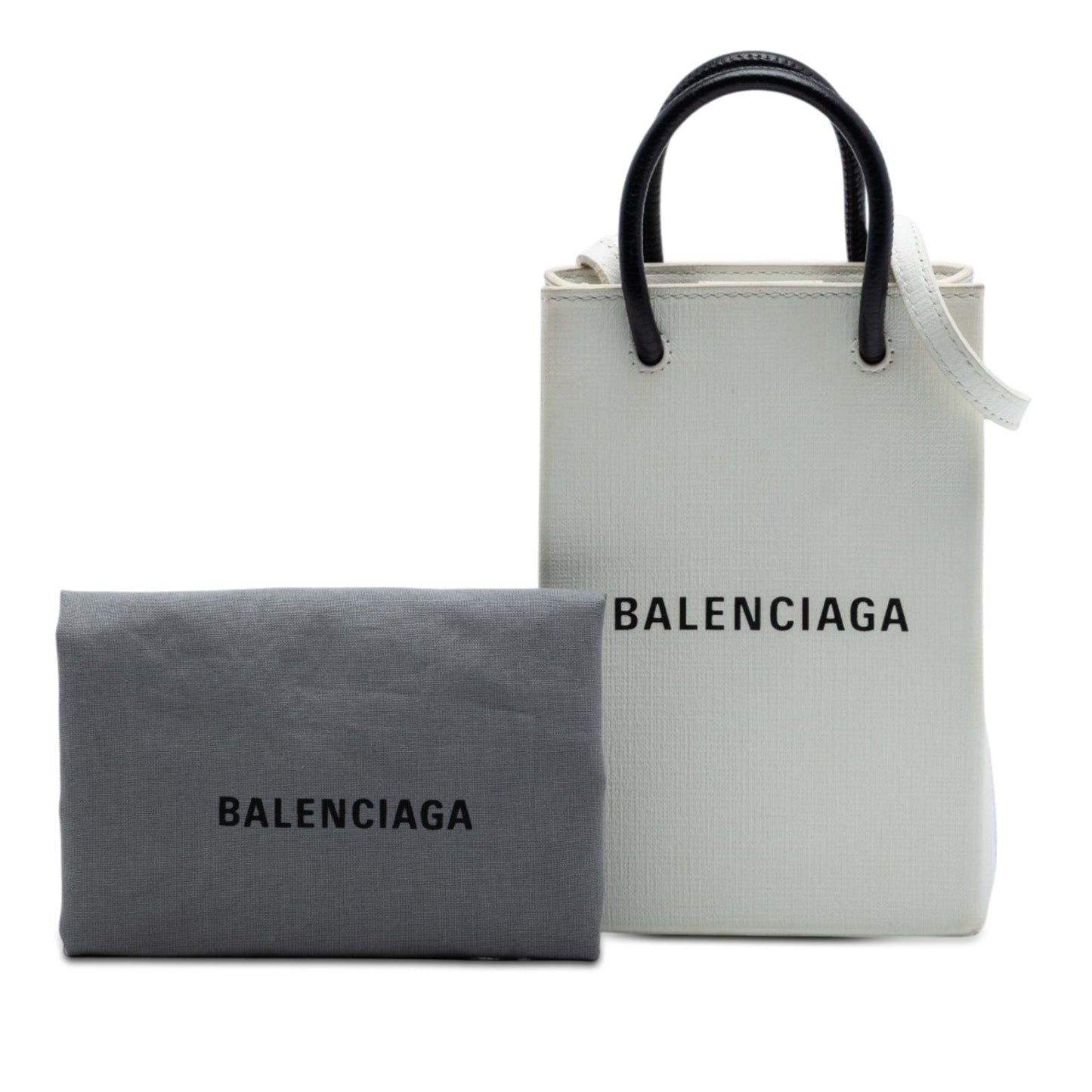 Balenciaga Mini Calfskin Logo Shopping Phone Holder