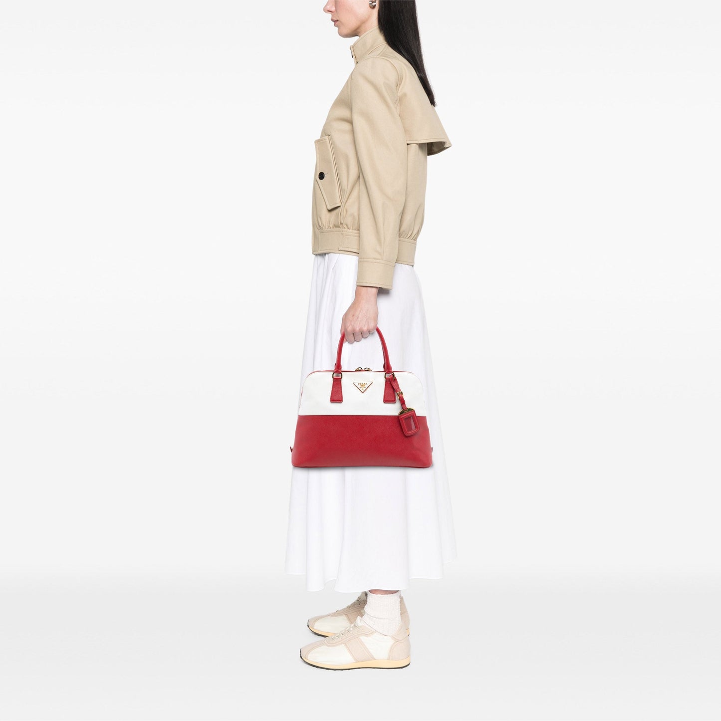 Prada Medium Bicolor Saffiano Lux Promenade Satchel