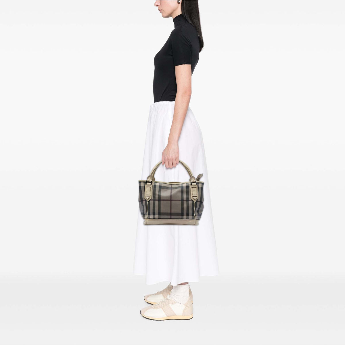 Burberry Smoke Check Coated Canvas Handbag