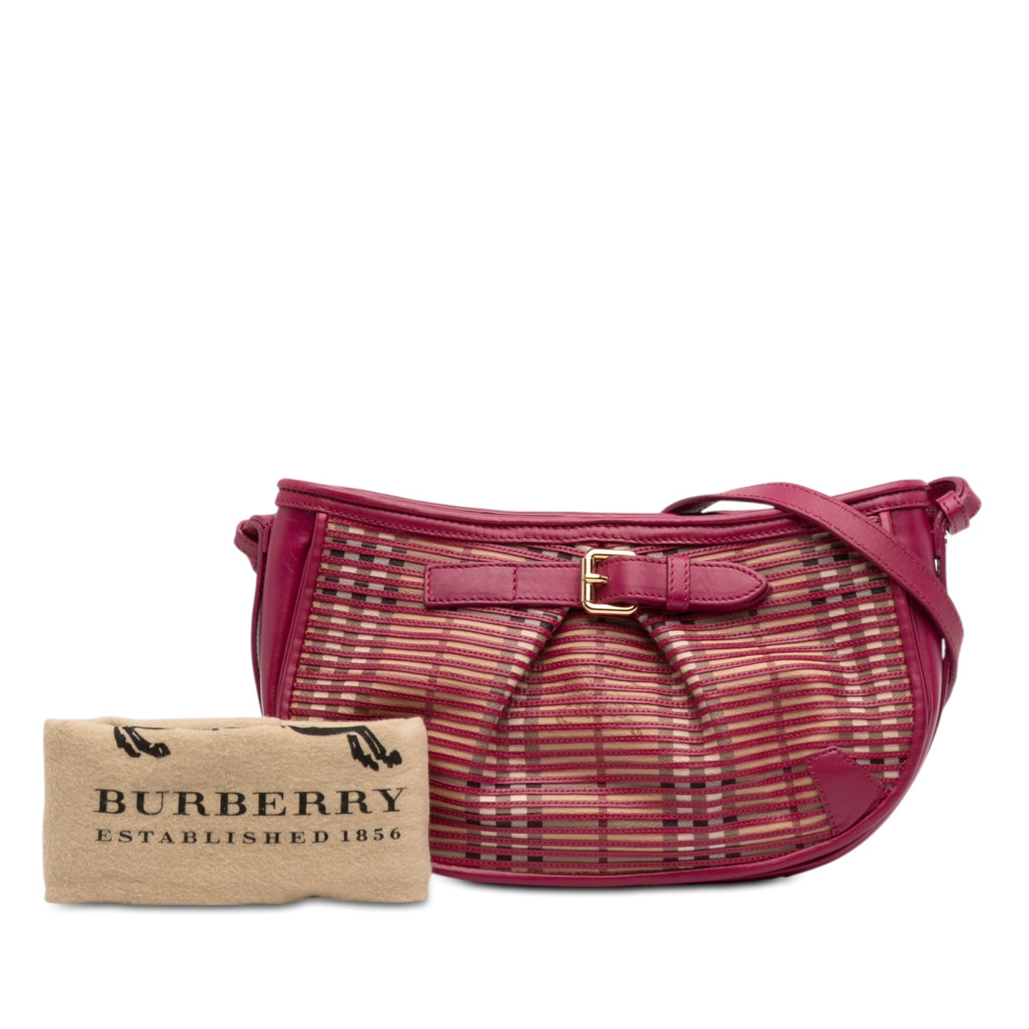Burberry Haymarket Check Stripes Coated Canvas Crossbody