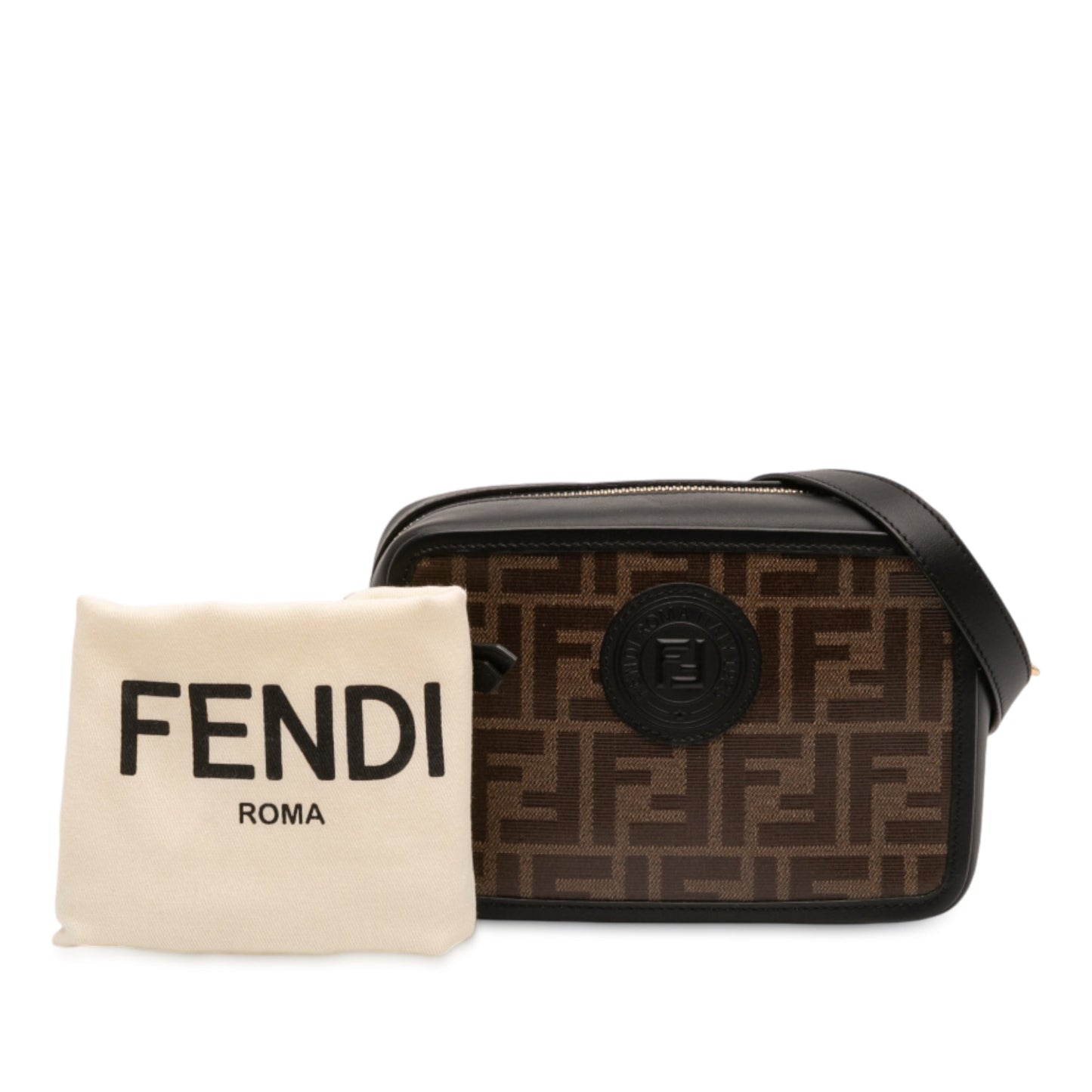 Fendi Glazed Fabric Vitello Century FF 1974 Camera Bag