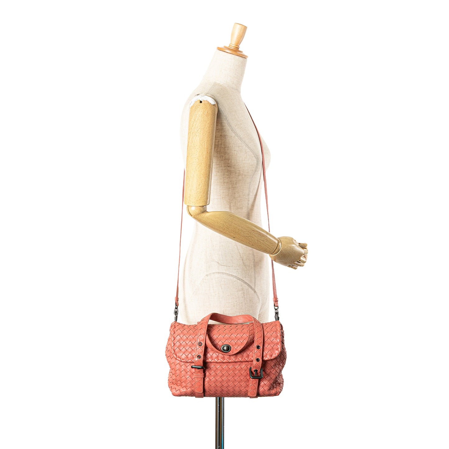 Bottega Veneta Leather Intrecciato Flap Satchel
