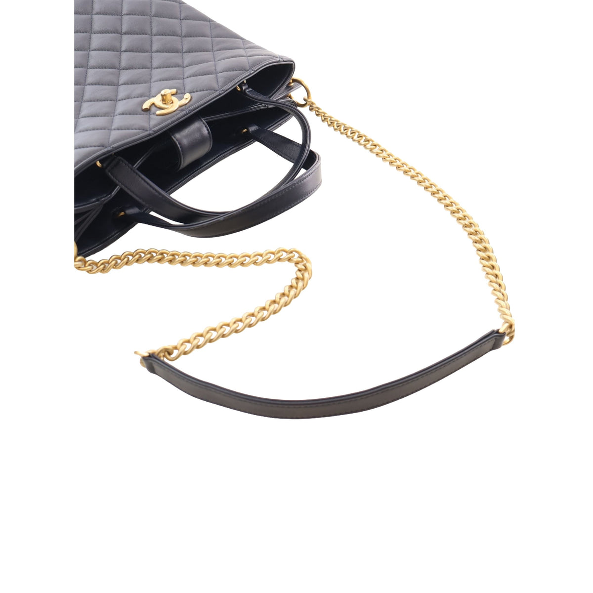 Chanel CC Quilted Calfskin Shopping Tote — Black