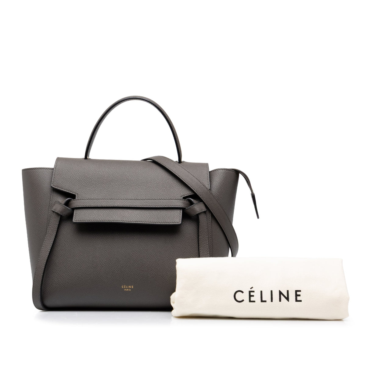 Celine Micro Grained Calfskin Belt Bag — Gray