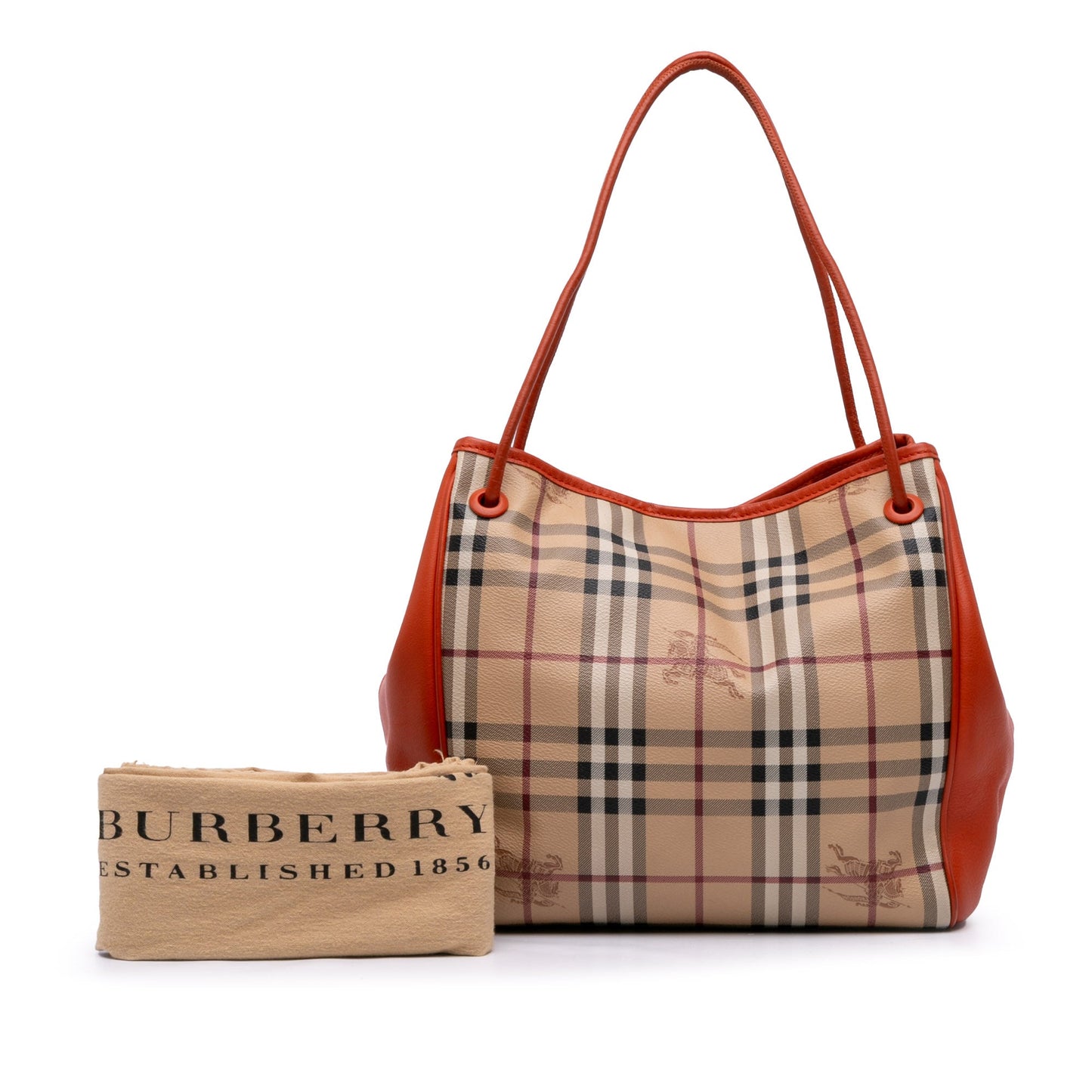 Burberry Small Leather Trimmed Haymarket Check Coated Canvas Canterbury Tote