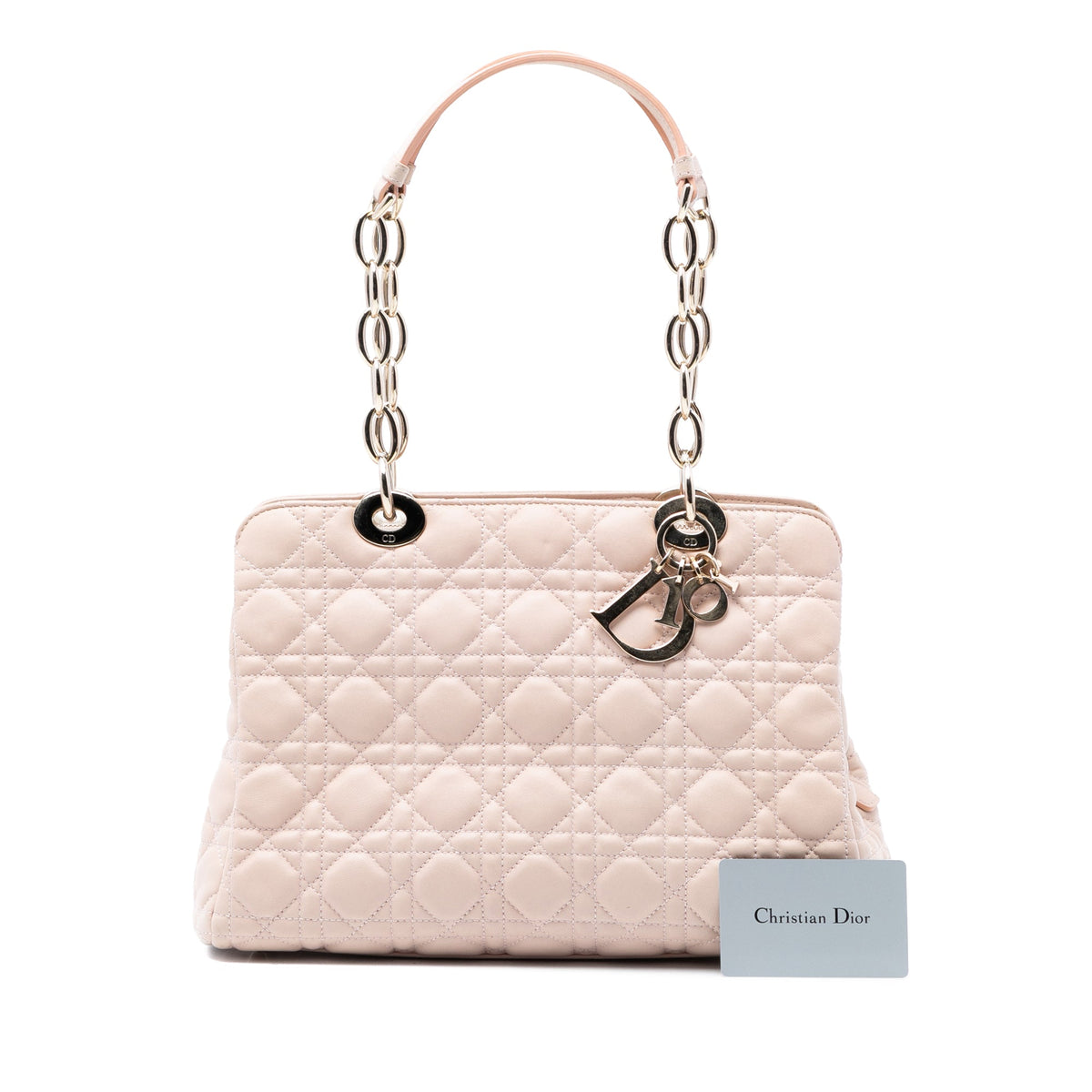 Dior Medium Lambskin Cannage Soft Zipped Lady Dior Shopping Tote — Brown