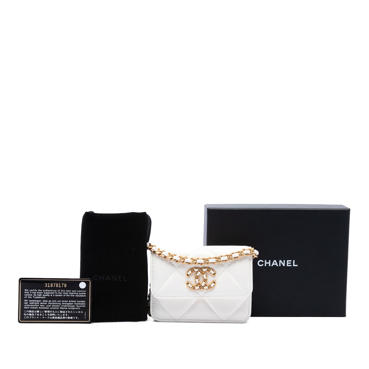 Chanel Quilted Lambskin 19 Flap Coin Purse With Chain