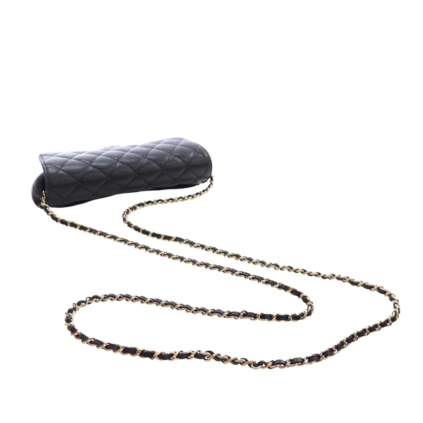 Chanel CC Quilted Caviar Sunglasses Case with Chain