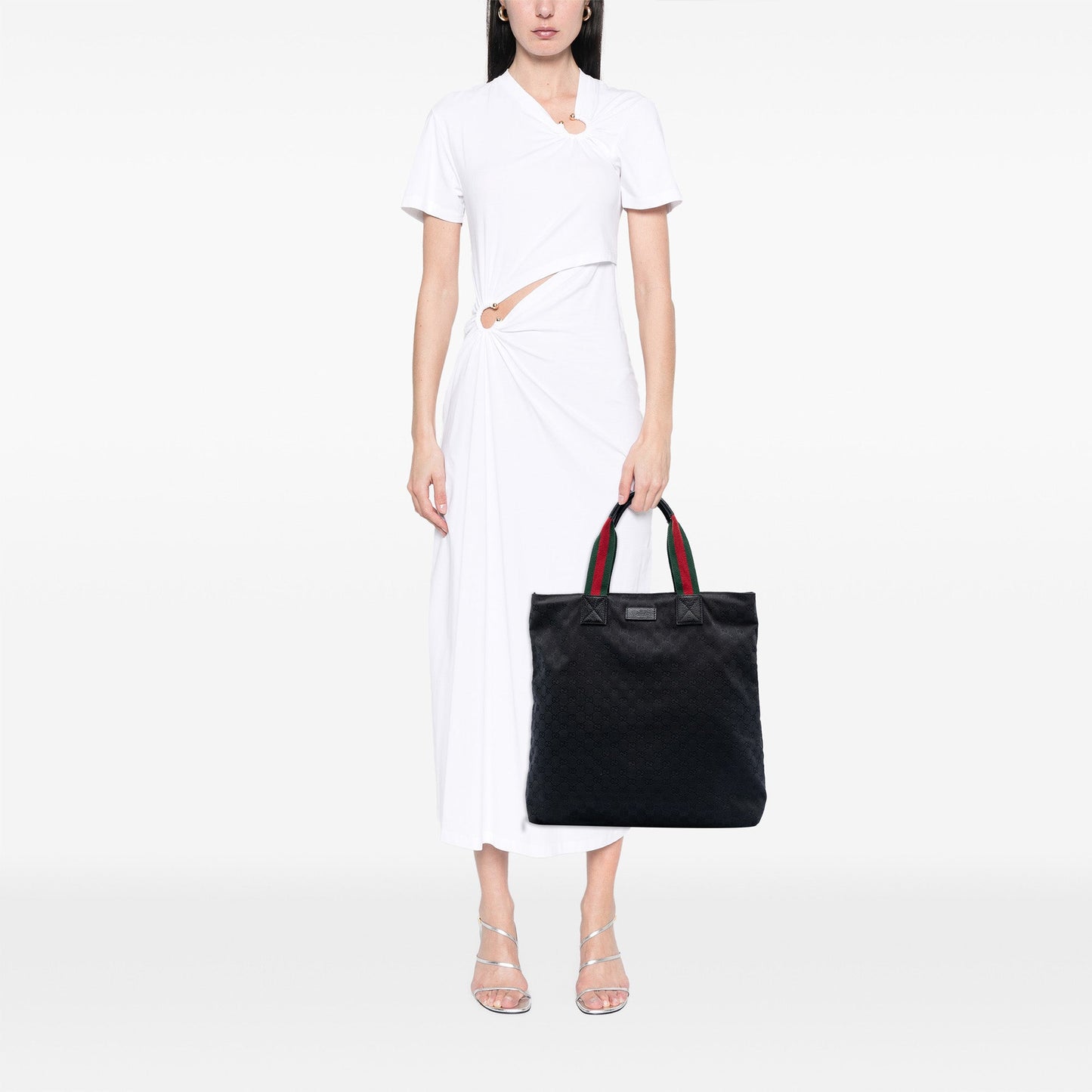 GG Canvas Web Vertical Tote