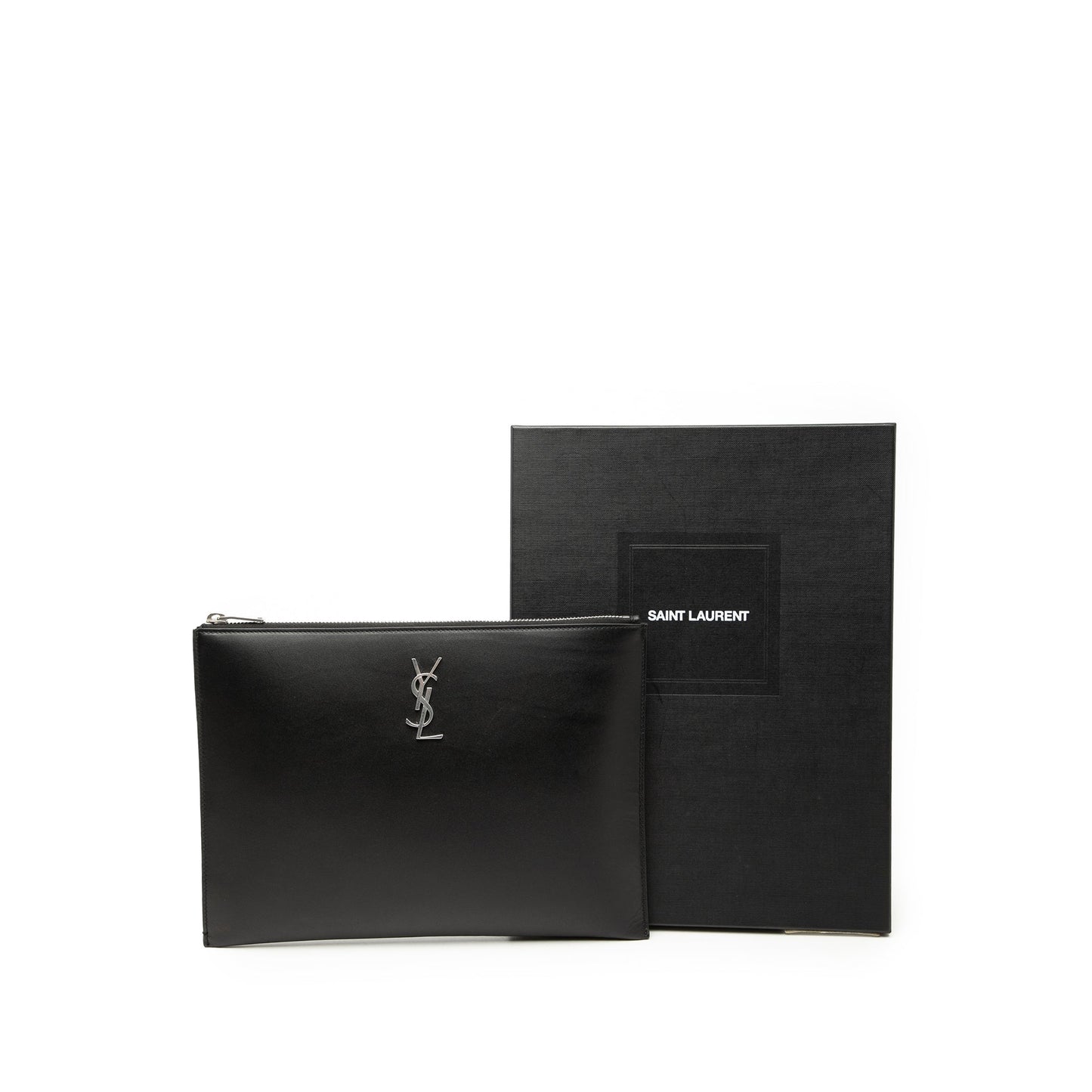 Saint Laurent Leather Monogram Ipad Case