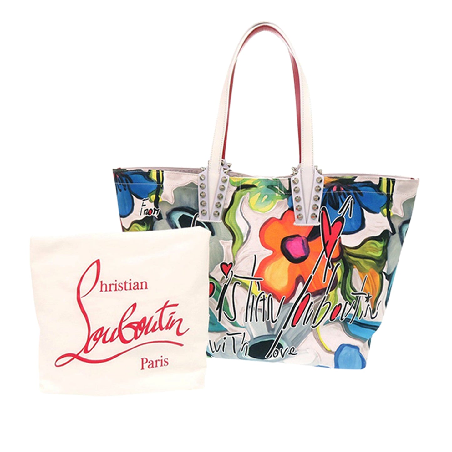 Christian Louboutin Small Floral Printed Canvas Cabata Tote