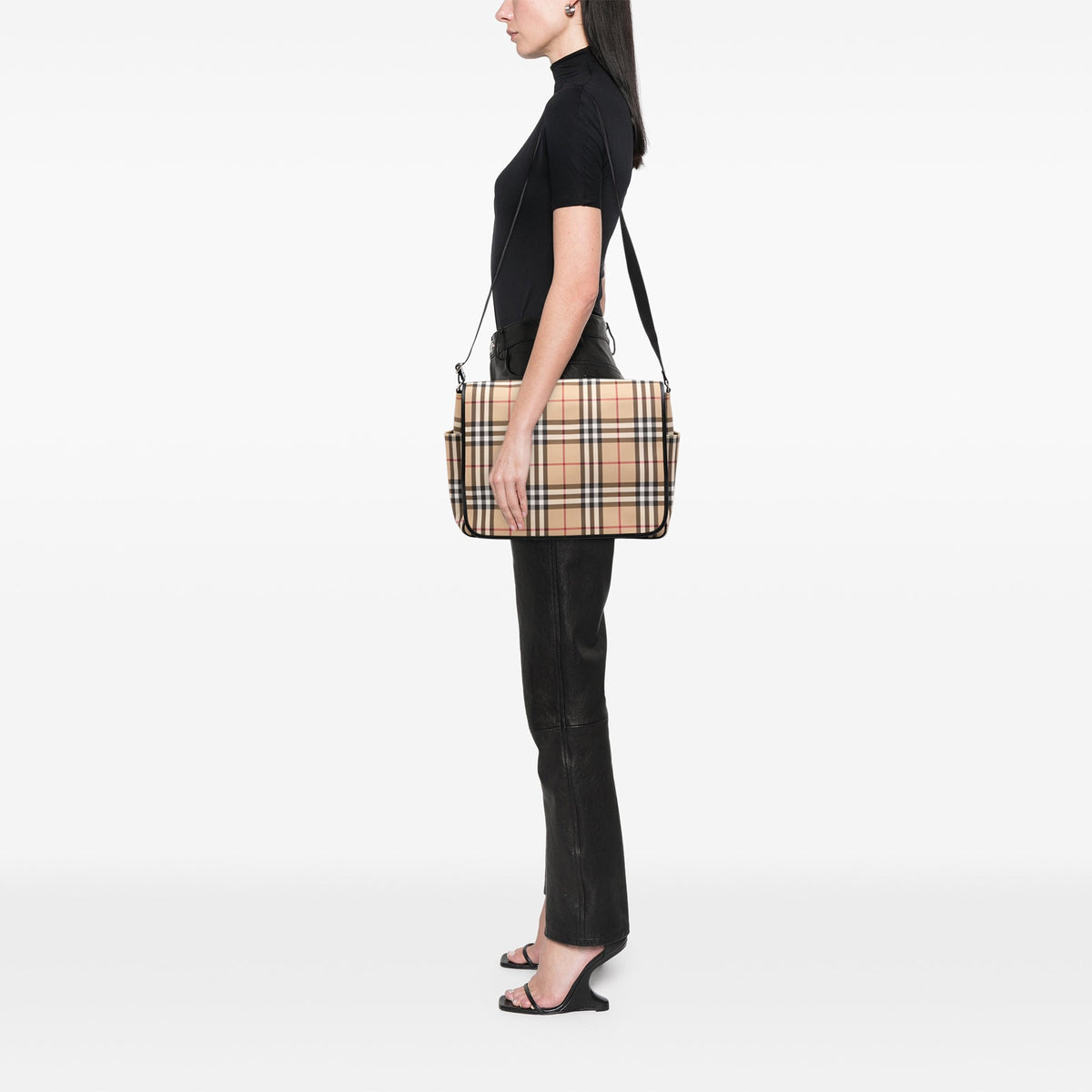 Burberry House Check Coated Canvas Flap Crossbody