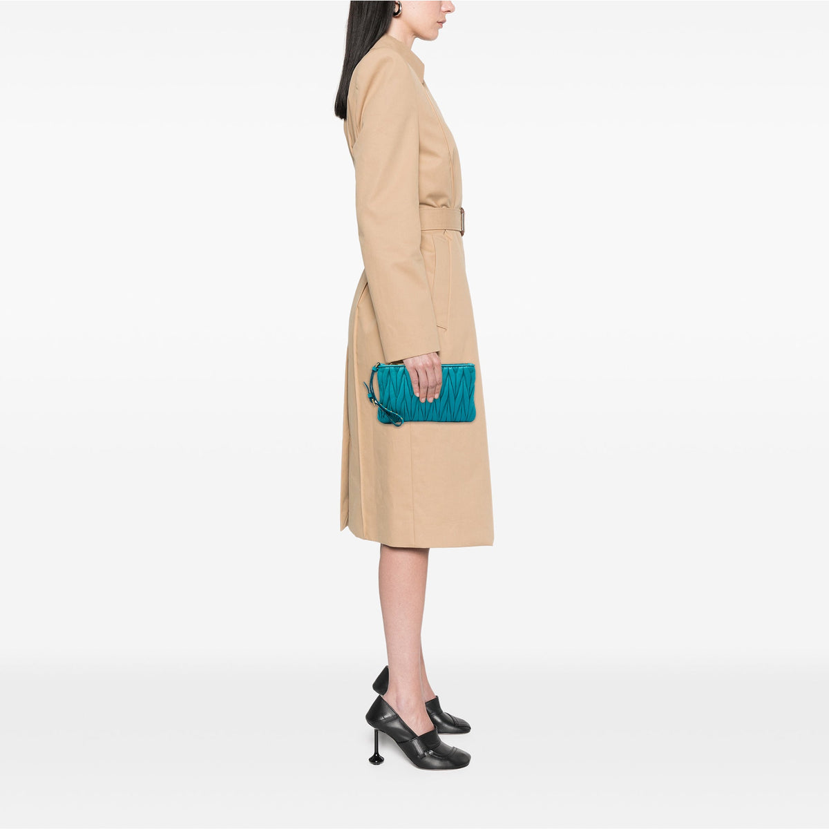 Miu Miu Matelasse Lambskin Leather Clutch — Blue