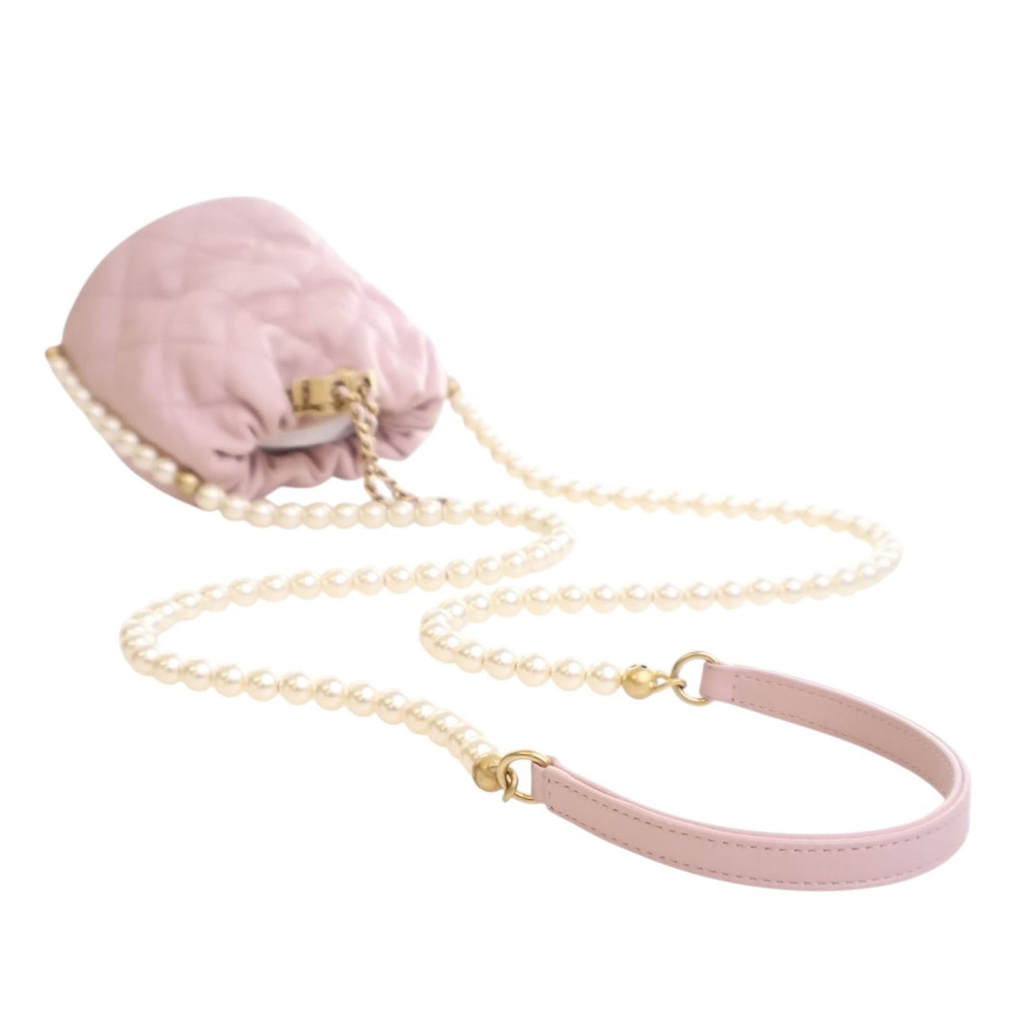 Chanel Mini Quilted Calfskin About Pearls Drawstring Bucket Bag