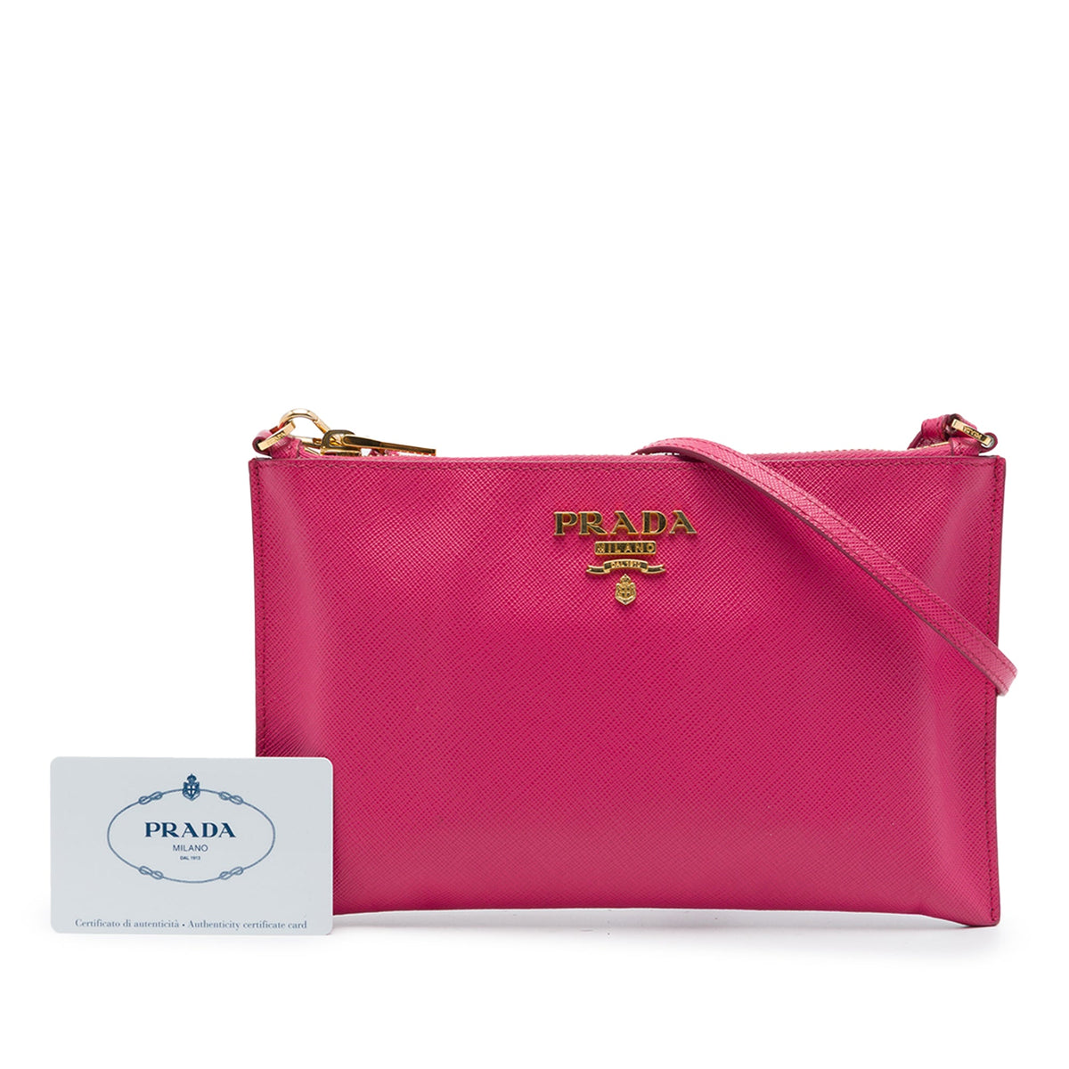 Prada Saffiano Shoulder Bag — Pink