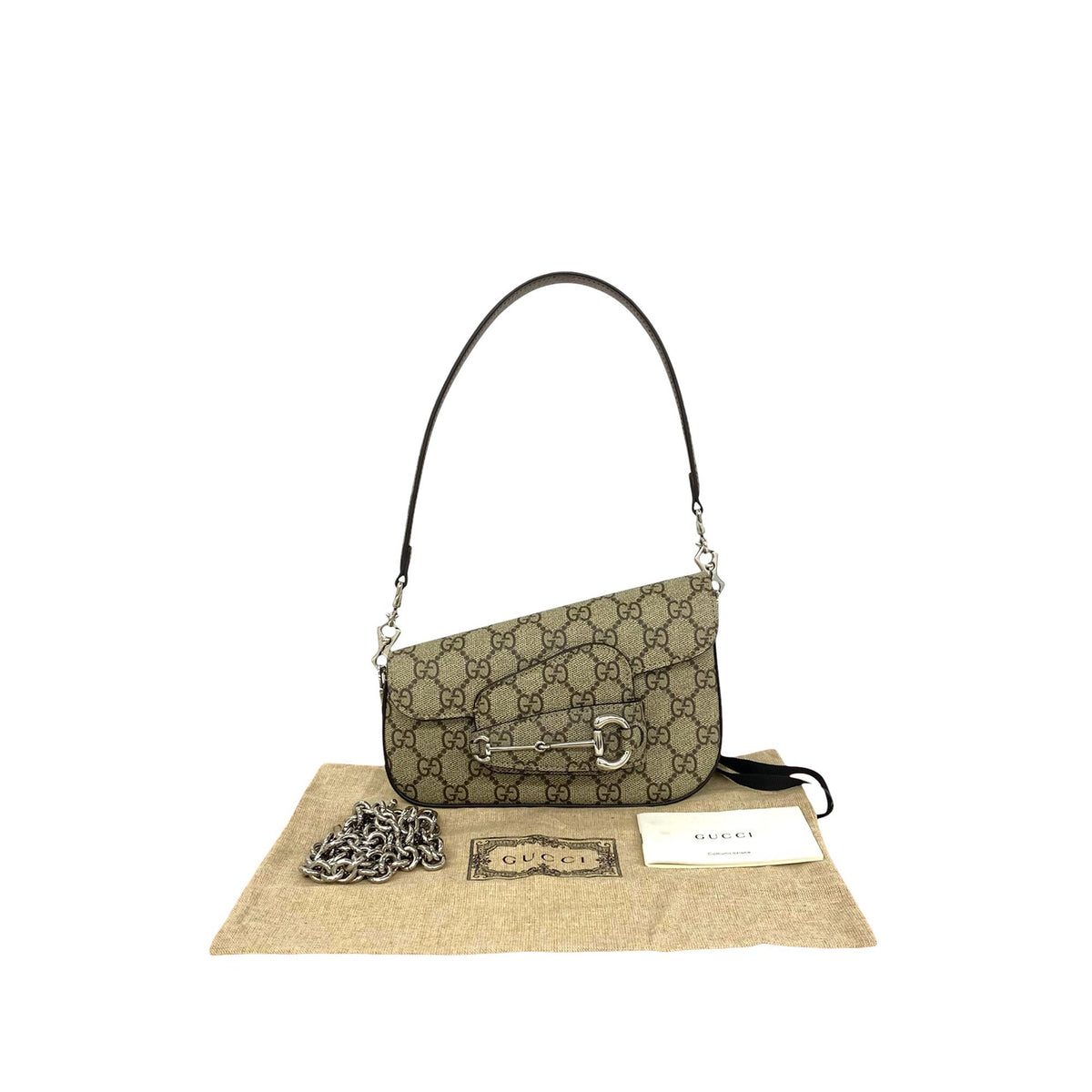 Gucci Mini GG Supreme Asymmetric Horsebit 1955 Shoulder Bag