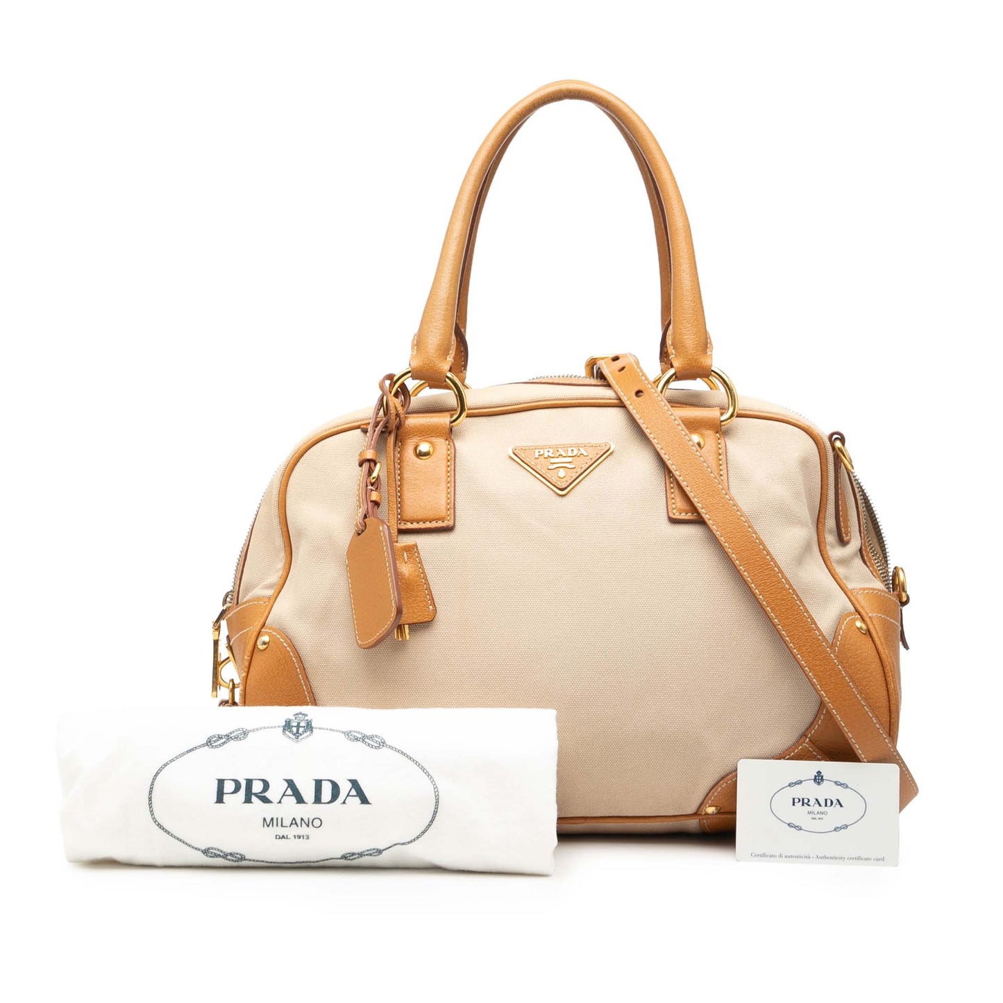 Prada Cinghiale Trimmed Canapa Satchel