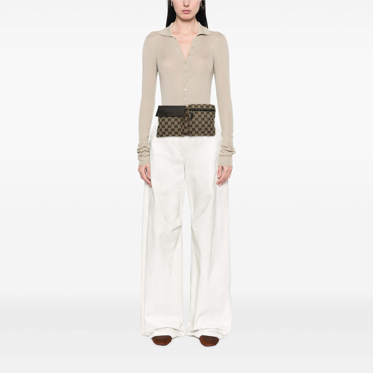 Gucci GG Canvas Double Pocket Belt Bag