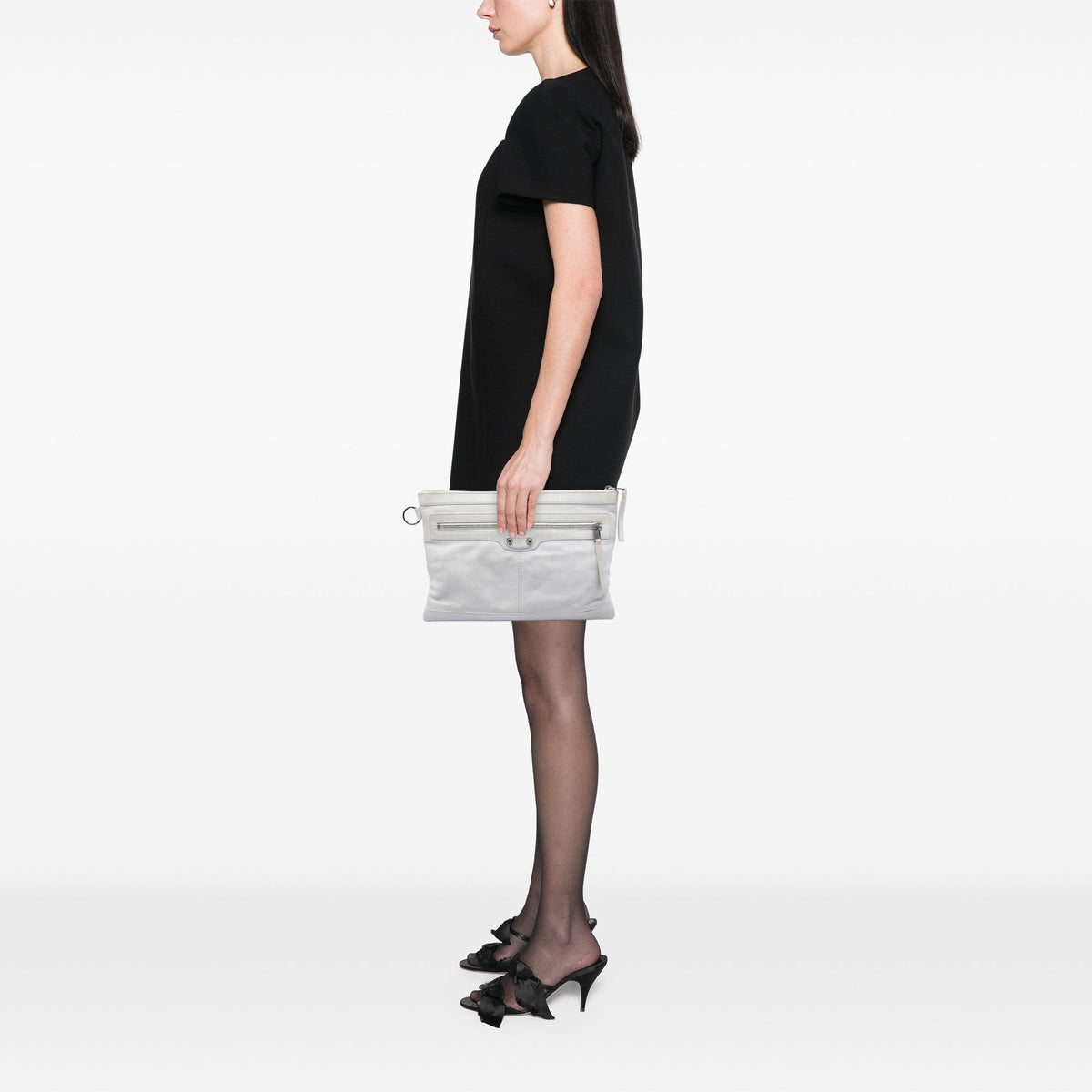 Balenciaga Lambskin Motocross Classic Clip M Clutch