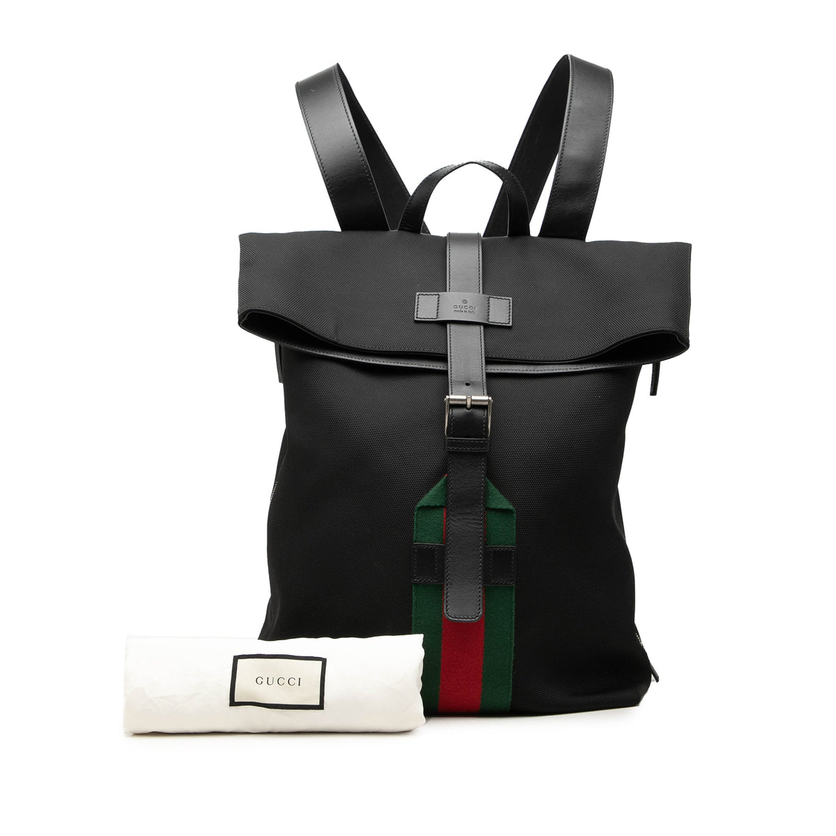 Gucci Canvas Techno Web Fold Over Backpack