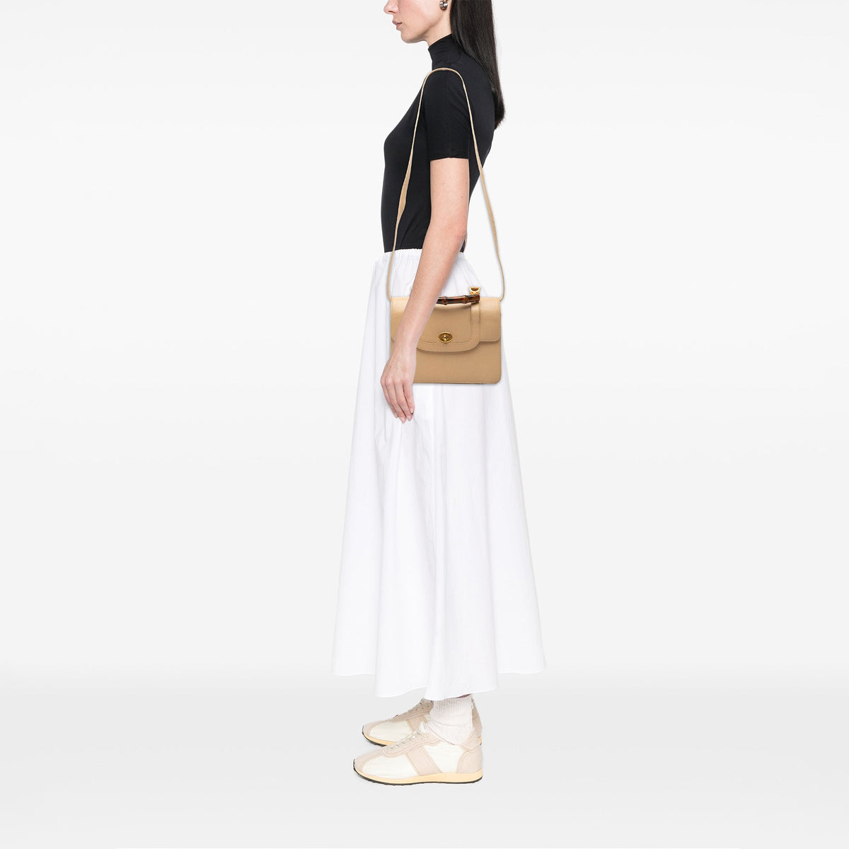 Gucci Calfskin Turnlock Bamboo Top Handle Bag