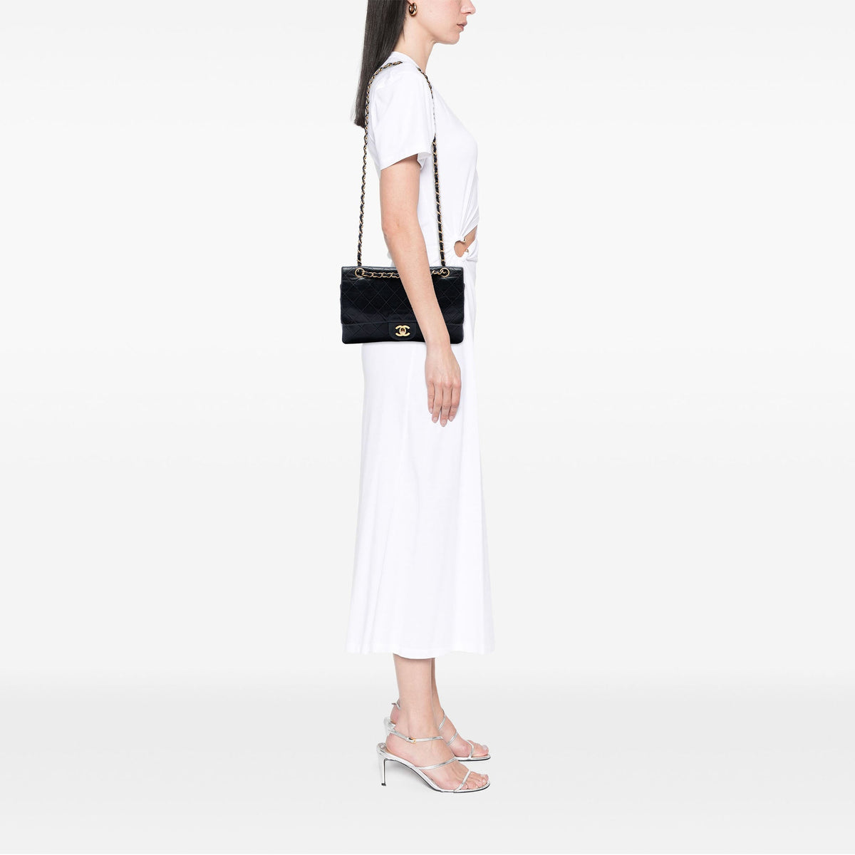 Chanel Medium Classic Lambskin Double Flap — Black