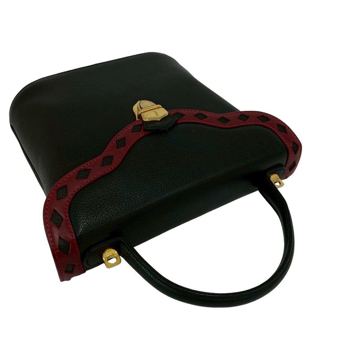 Saint Laurent Leather Diamond Cut Punching Top Handle Bag
