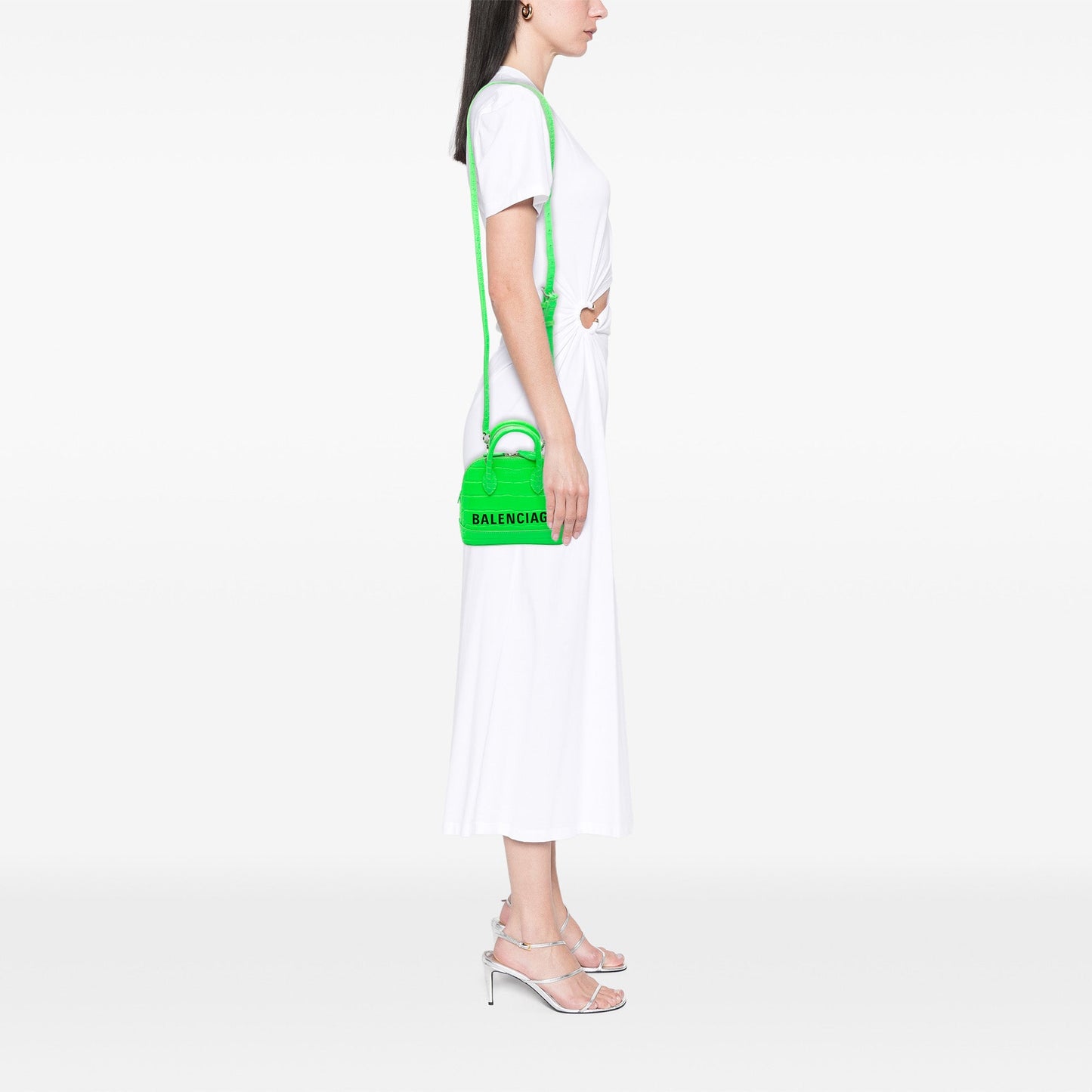 Balenciaga Croc Embossed Calfskin Ville Top Handle Bag XXS