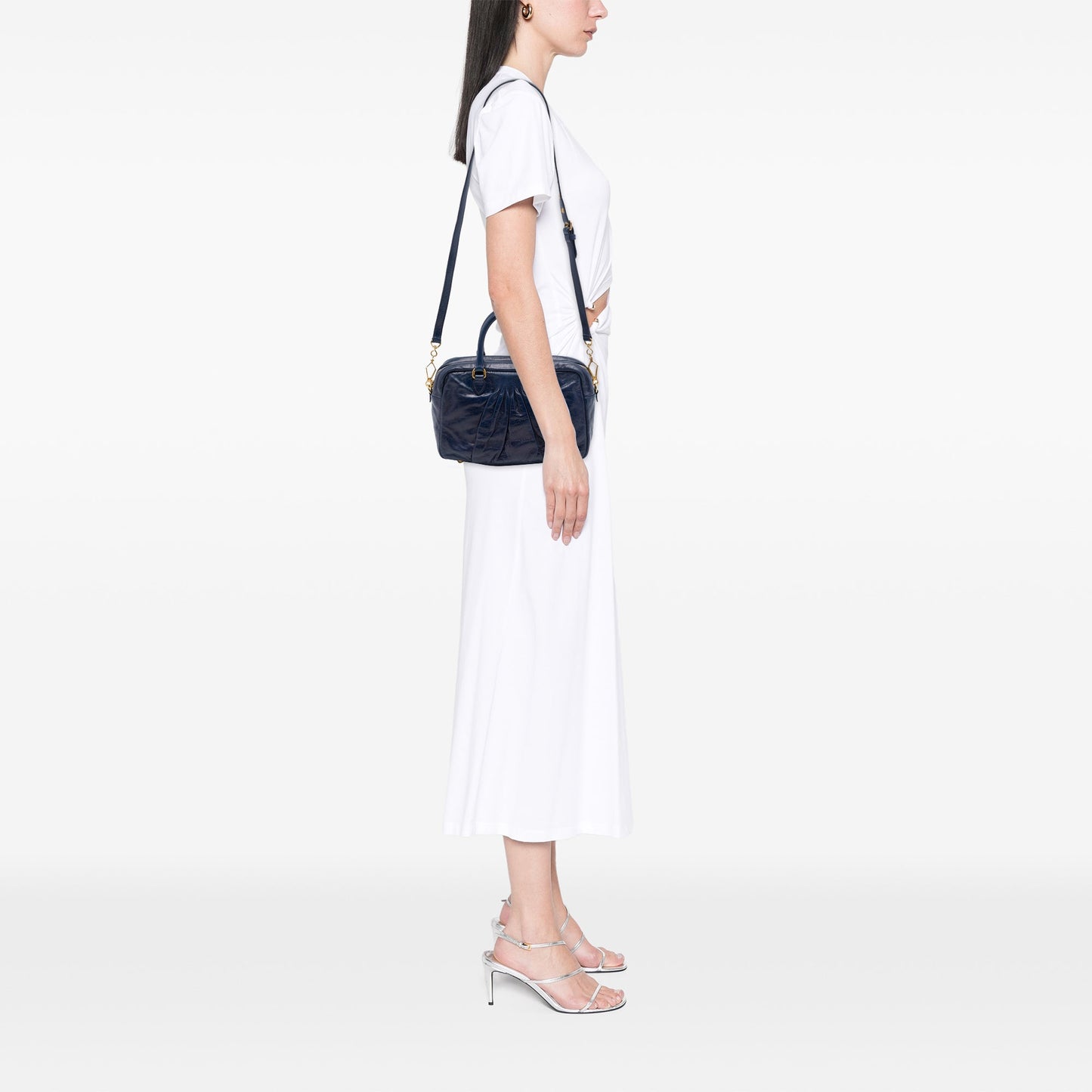 Miu Miu Vitello Lux Pleated Satchel