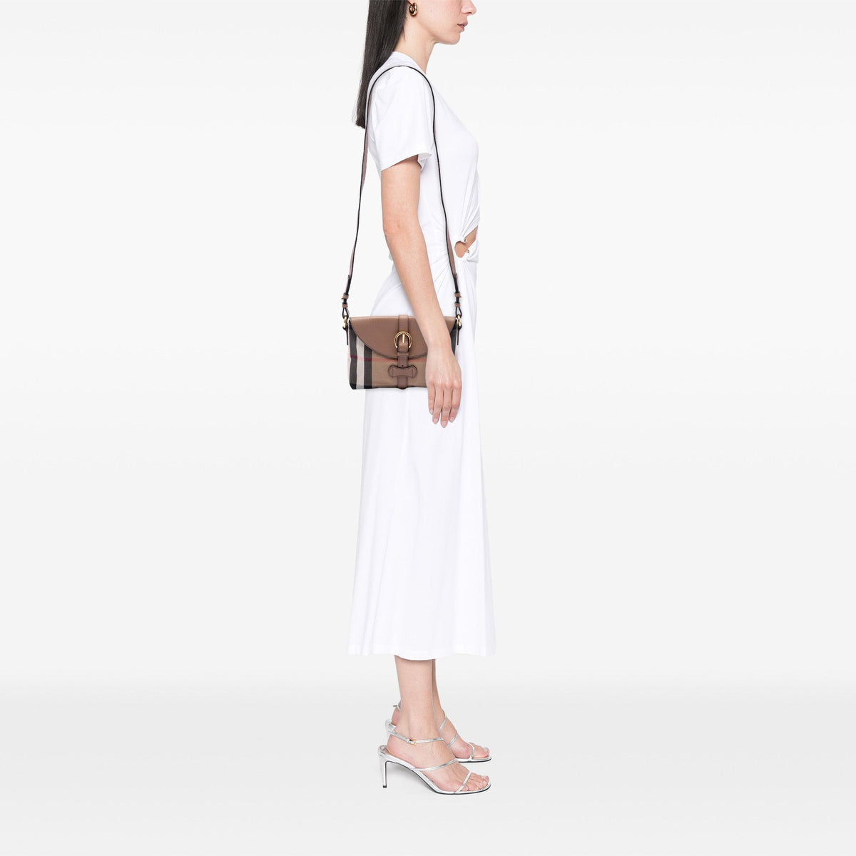 Burberry Small House Check Canvas and Leather Horseshoe Milton Crossbody