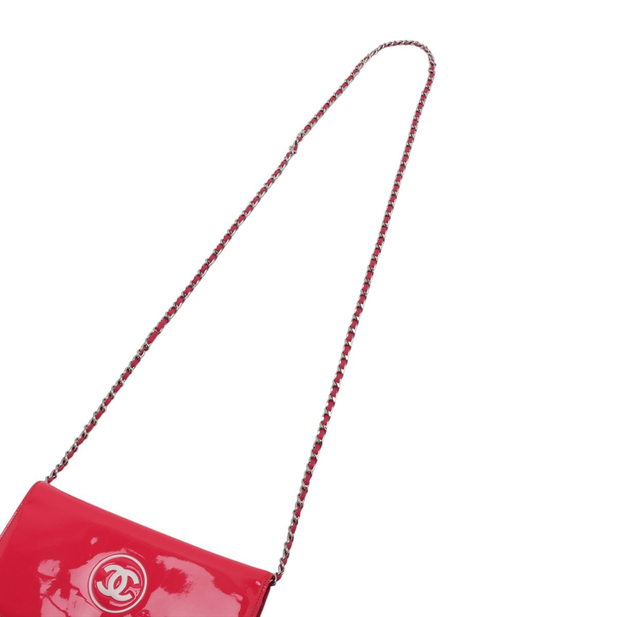 Chanel CC Patent Wallet On Chain — Pink