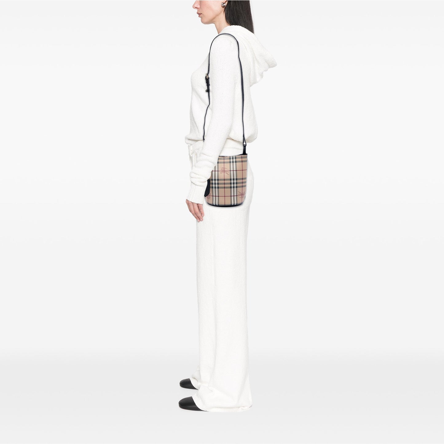 Burberry Haymarket Check Coated Canvas Lorne Bucket Bag