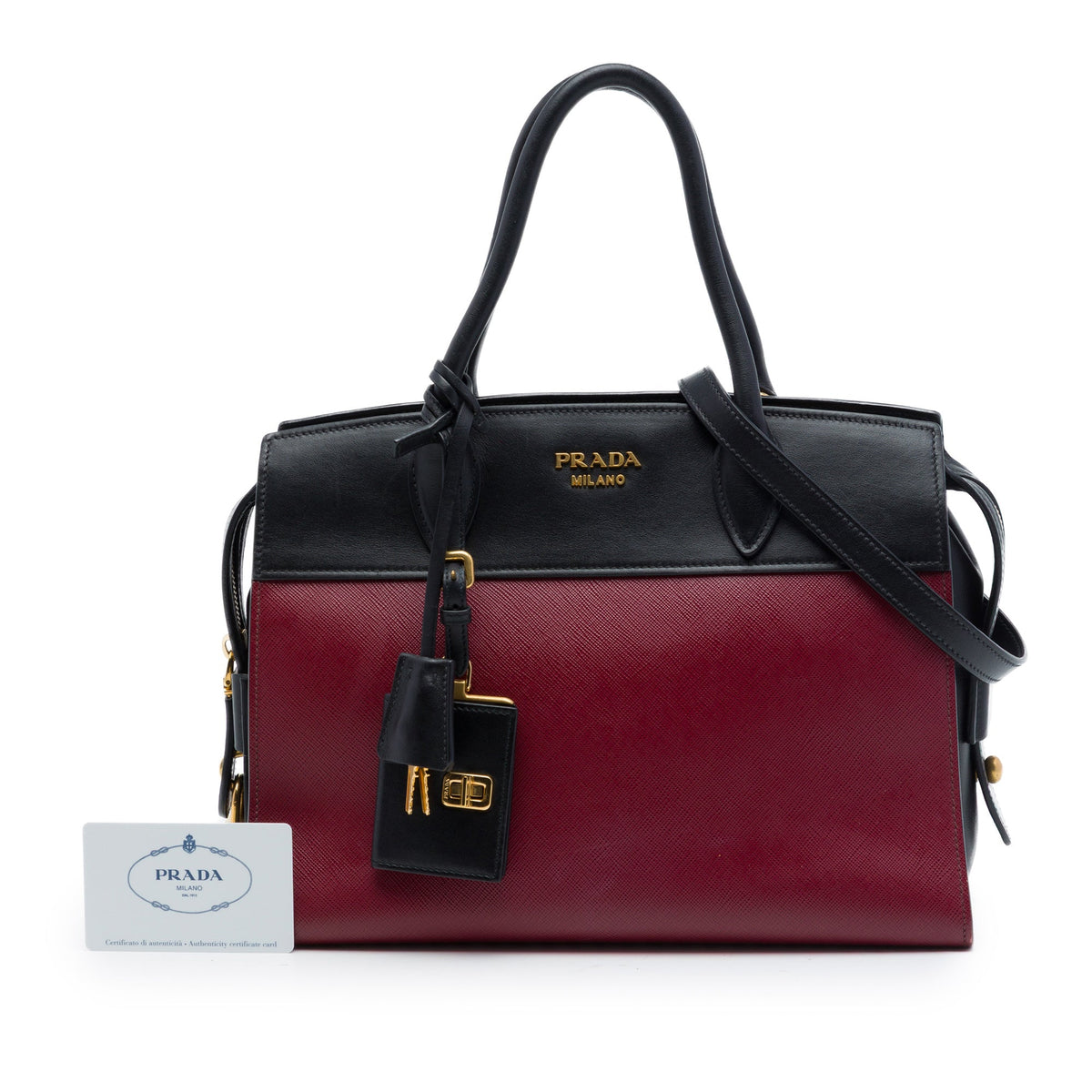 Prada Saffiano And City Calf Esplanade Satchel