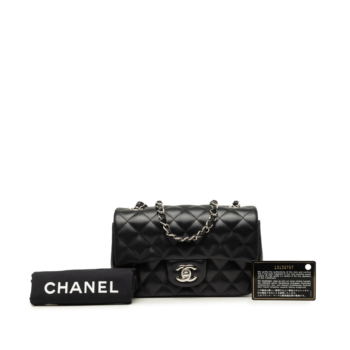 Chanel Mini Rectangular Classic Lambskin Valentines Heart Charms Single Flap — Black