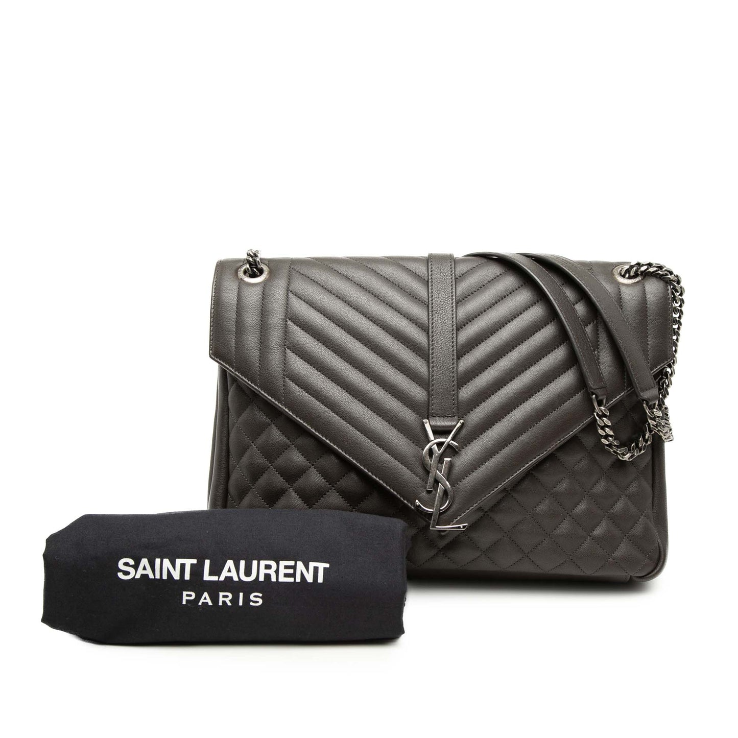 Saint Laurent Large Triquilt Sheepskin Monogram College Bag